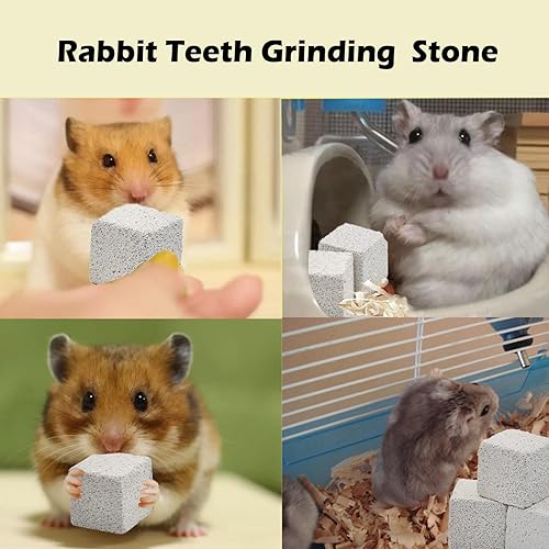 Miniatura 8 de PINVNBY 20 bloques de lava de rabit, bloque de lava de chinchillas, hámster, piedra mineral, animales pequeños, cuadrados, piedras de calcio,