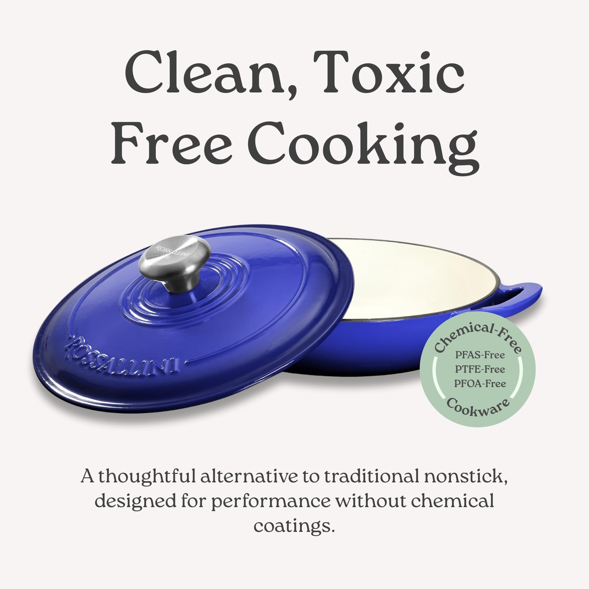 Rossallini Enameled Cast Iron Braiser Pan - 1.5 Qt -3 Rossallini Enameled Cast Iron Braiser Pan - 1.5 Qt -3