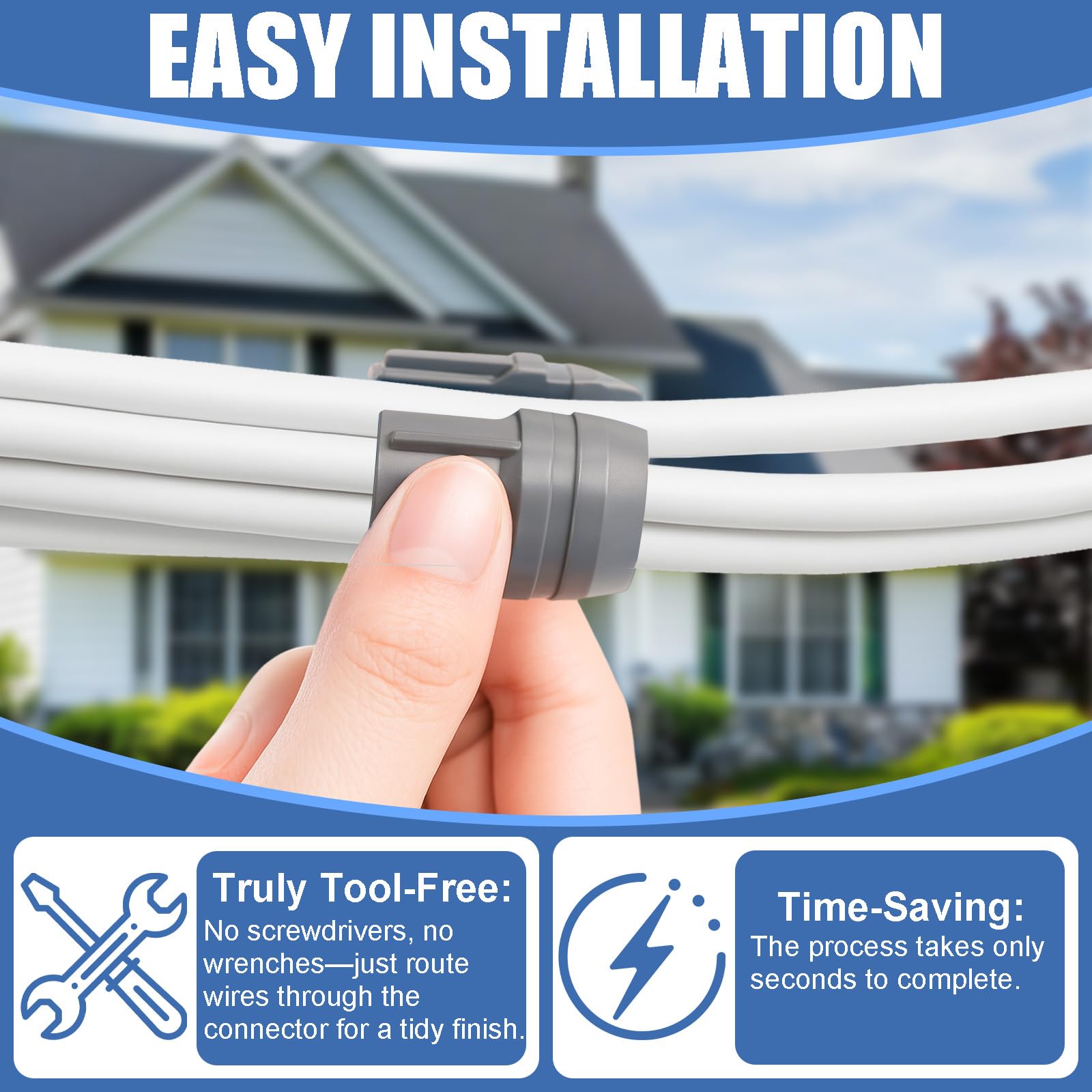200 conectores de cable no metálicos, a presión para cable individual 14/2-10/3 AWG, dos cables 14/2-12/2-14/3 AWG, fácil instalación sin herramientas, uso en interiores y exteriores para cable NM (1