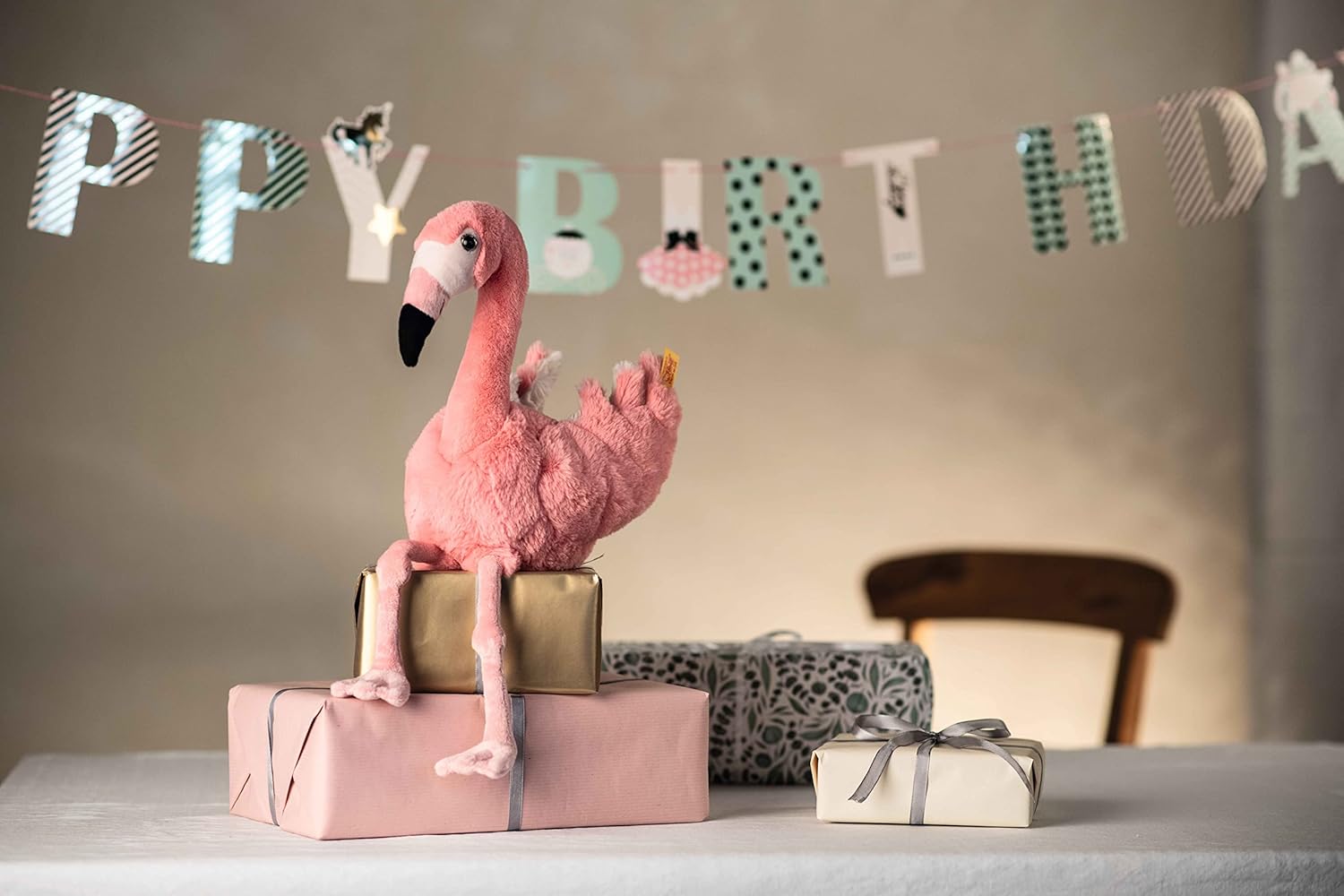 Steiff Jill Plush Flamingo, Premium Stuffed Animal Flamingo for Kids (Pink, 12")