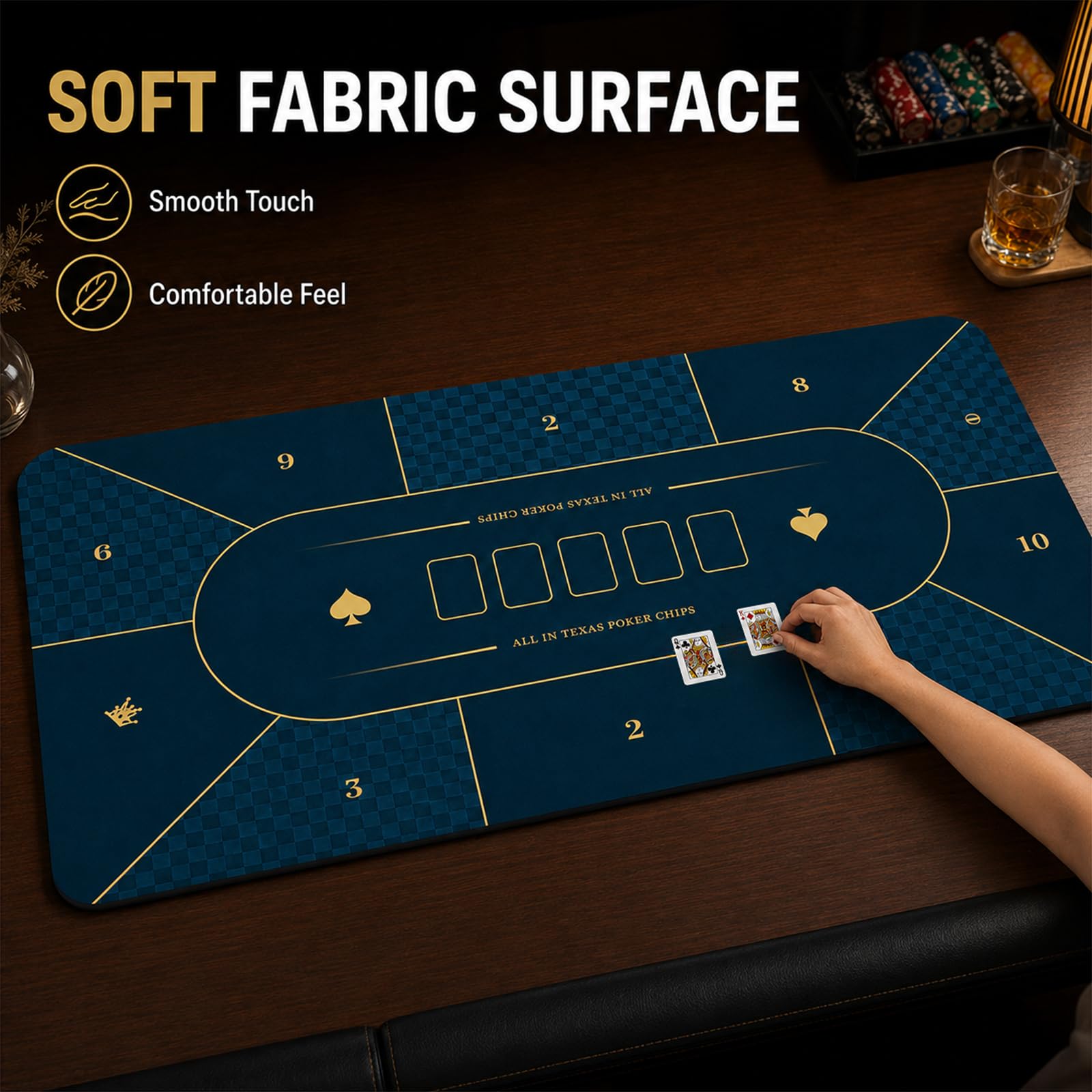 Tappetino Poker Texas Hold'em, Piano da Tavolo Antiscivolo e Impermeabile