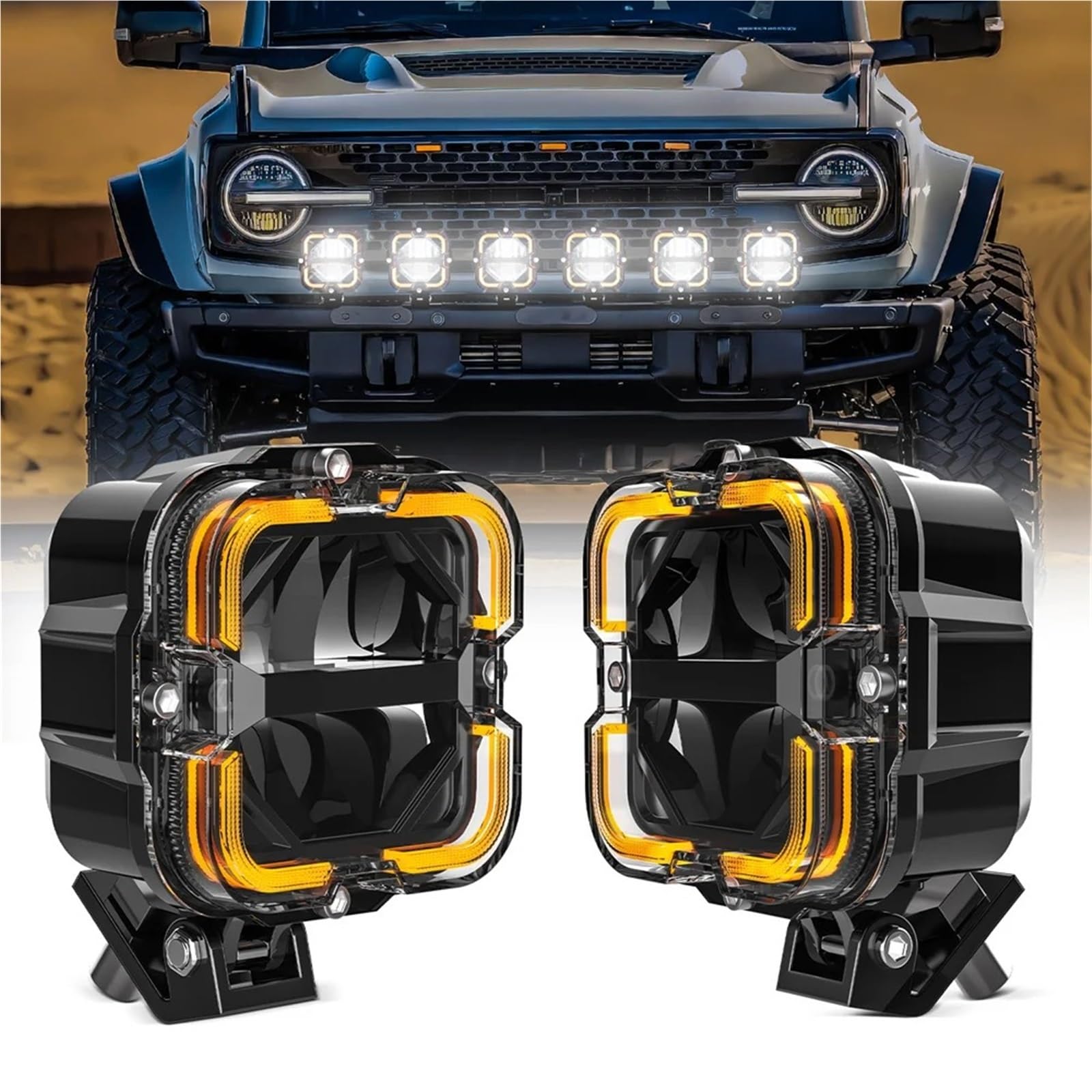 Faros Delanteros Focos Led De Trabajo 24V Y 12V Faros Delanteros Ámbar DRL Luces Antiniebla Conducción Para Camión Coche Todoterreno ATV SUV UAZ Auto Faros Faro