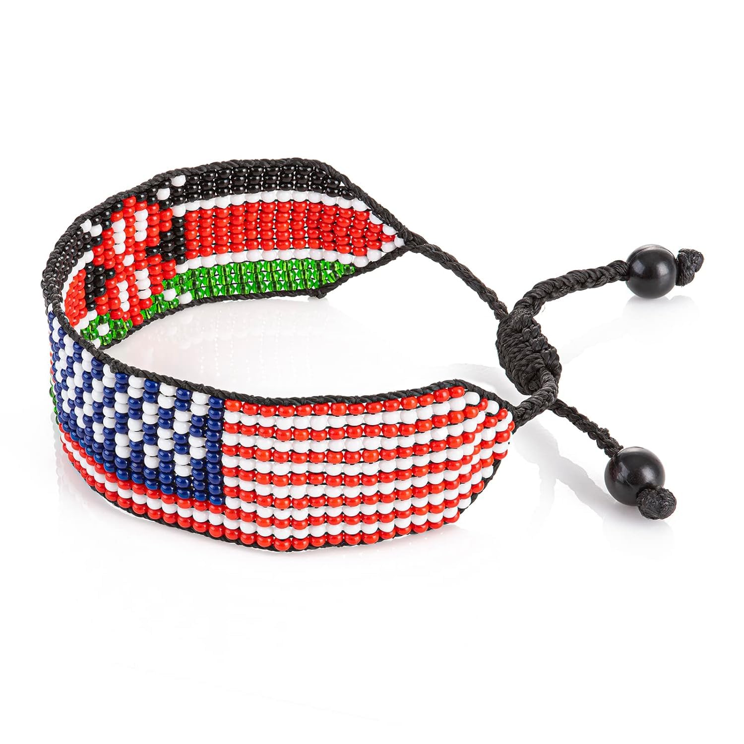 Kenya Flag Bracelet - Handmade Adjustable Beaded & Show Your Pride Wristband