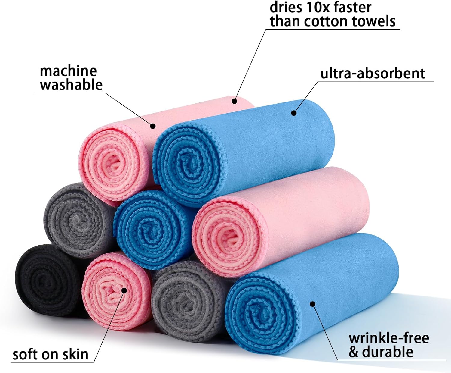 DoreenBeads Sweat Absorbing Handkerchiefs, 5Pcs Small Quick Drying Microfiber Sweat Rag Towels for Gym, Sports and Workout 11.8” x 11.8” - Image 5