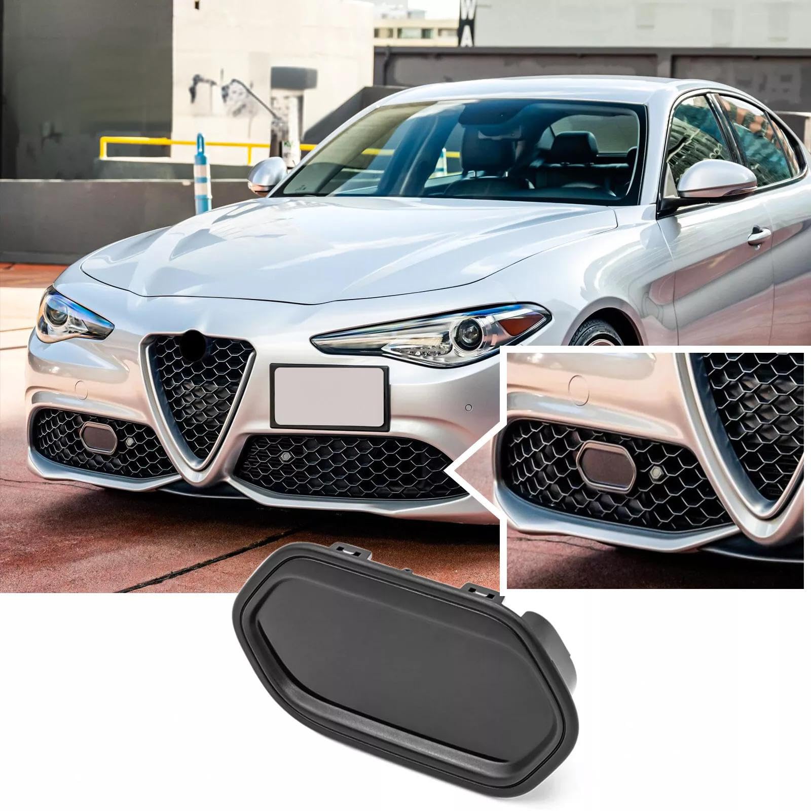Front Radar Cover For 2015-2024 Alfa Romeo Giulia(952) Veloce Ti Sport RWD Sport Bumper Replacement Grille Side Sensor Radar Cover 6LD44U5LAA