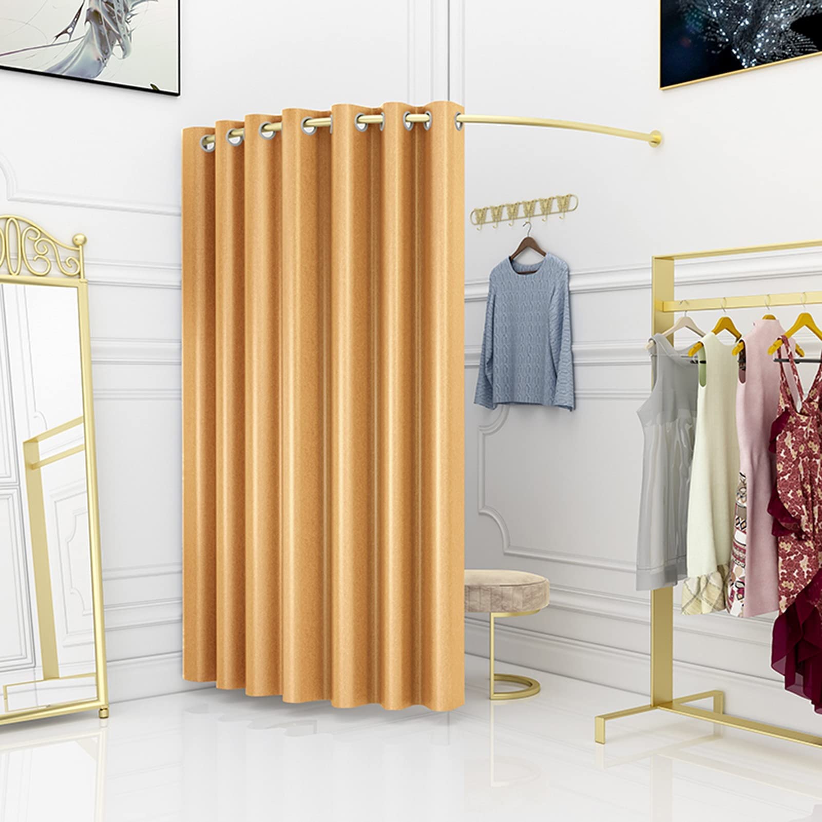 Pièce d'essayage indépendante au sol avec poteau en forme de C pour centre commercial et magasin de vêtements Cloison d'intimité