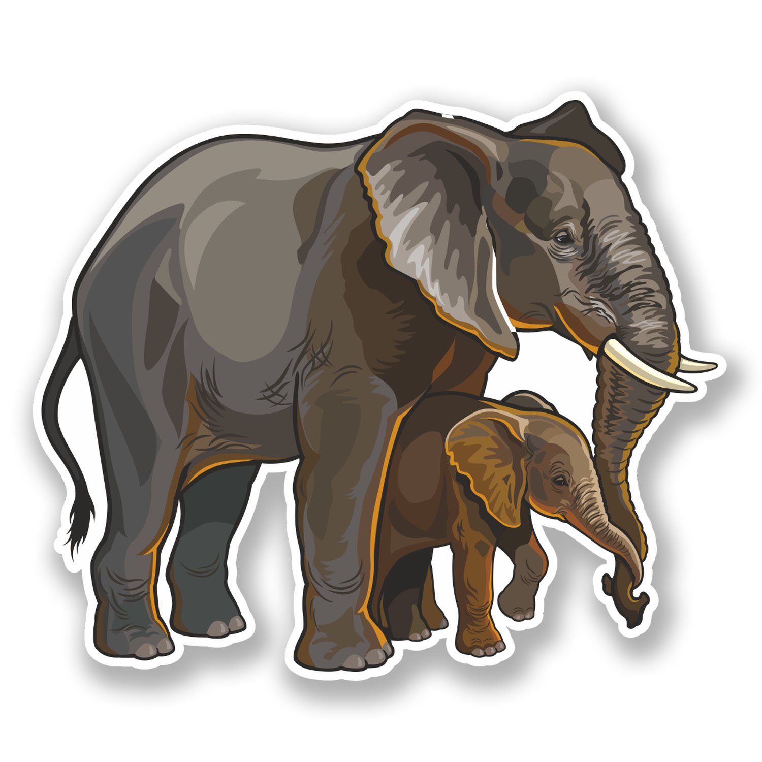 Destinationvinyl Multi 2 X 10Cm Elephant Mother & Baby Vinyl Sticker Laptop Tablet Africa Wild #6483 (10Cm Wide X 8.5Cm Tall)