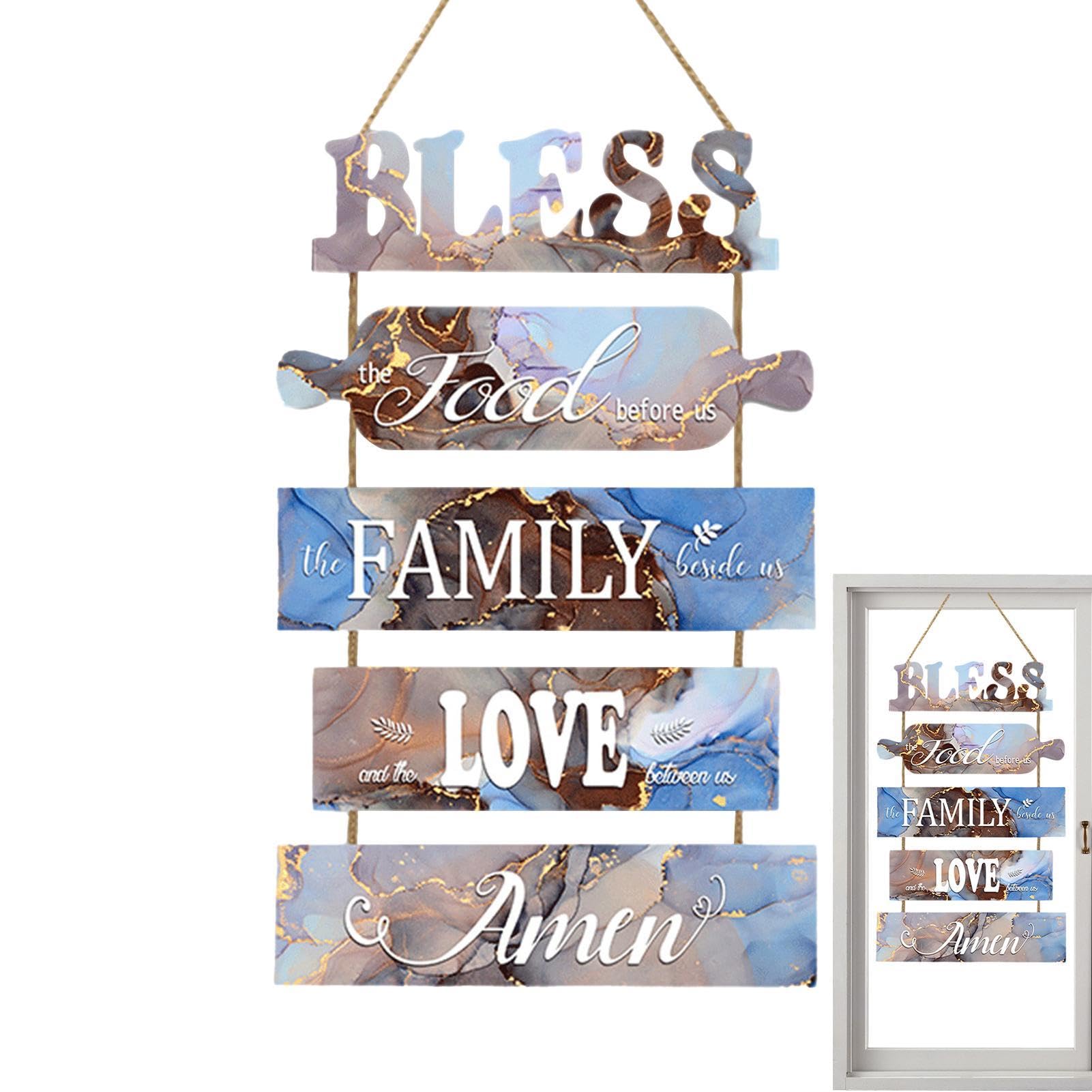 Placa decorativa de pared de cocina de granja, placa de pared sin comida | cartel de amor de familia, cartel de madera, decoración de para salón, dormitorio, exterior
