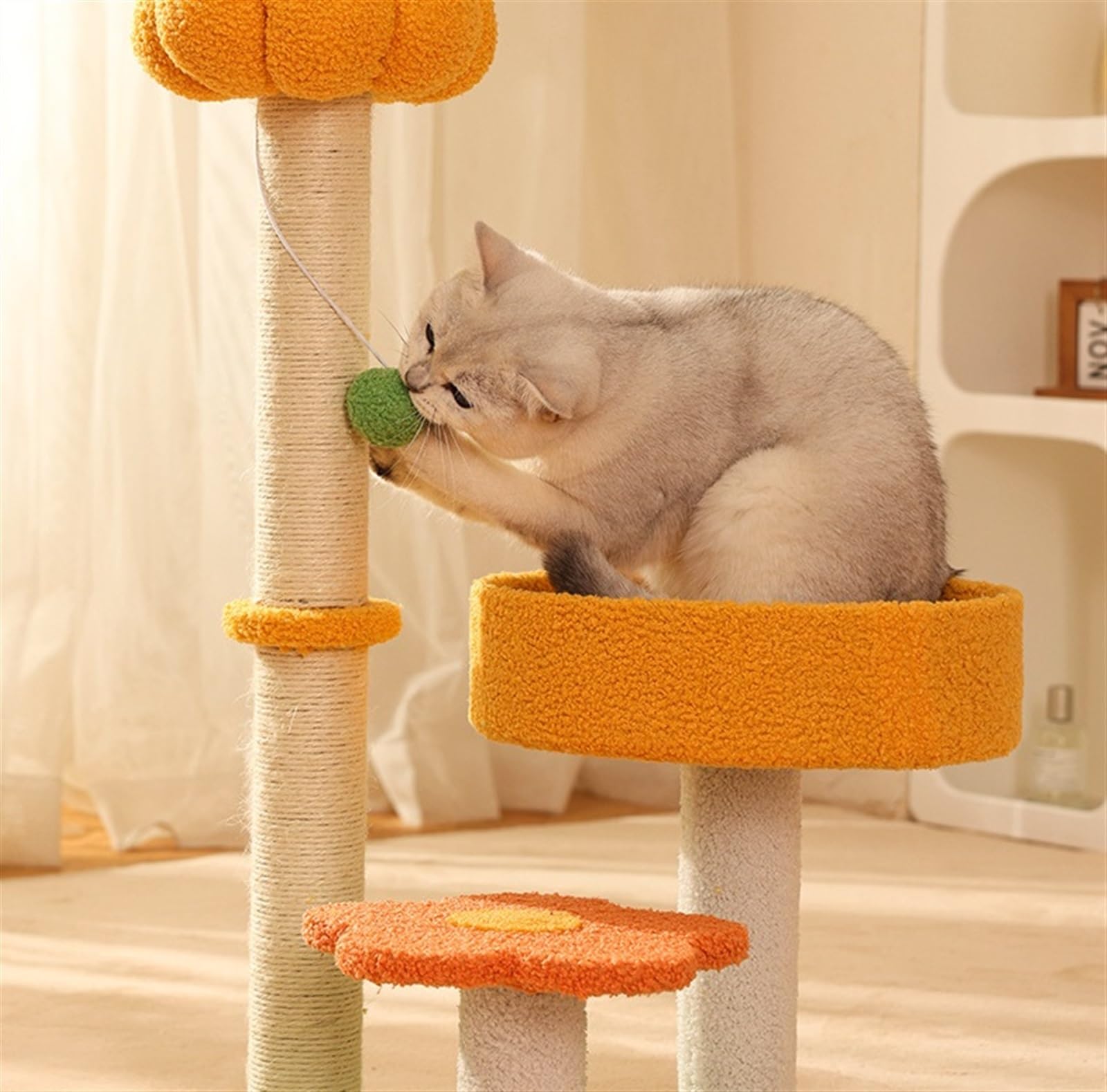 Albero per Gatti da Interno Esterno Tiragraffi per Gatti A Forma di Zucca Torre per Gatti Carina con Tiragraffi in Sisal Completamente Avvolto per Gatti Che Vivono in Casa