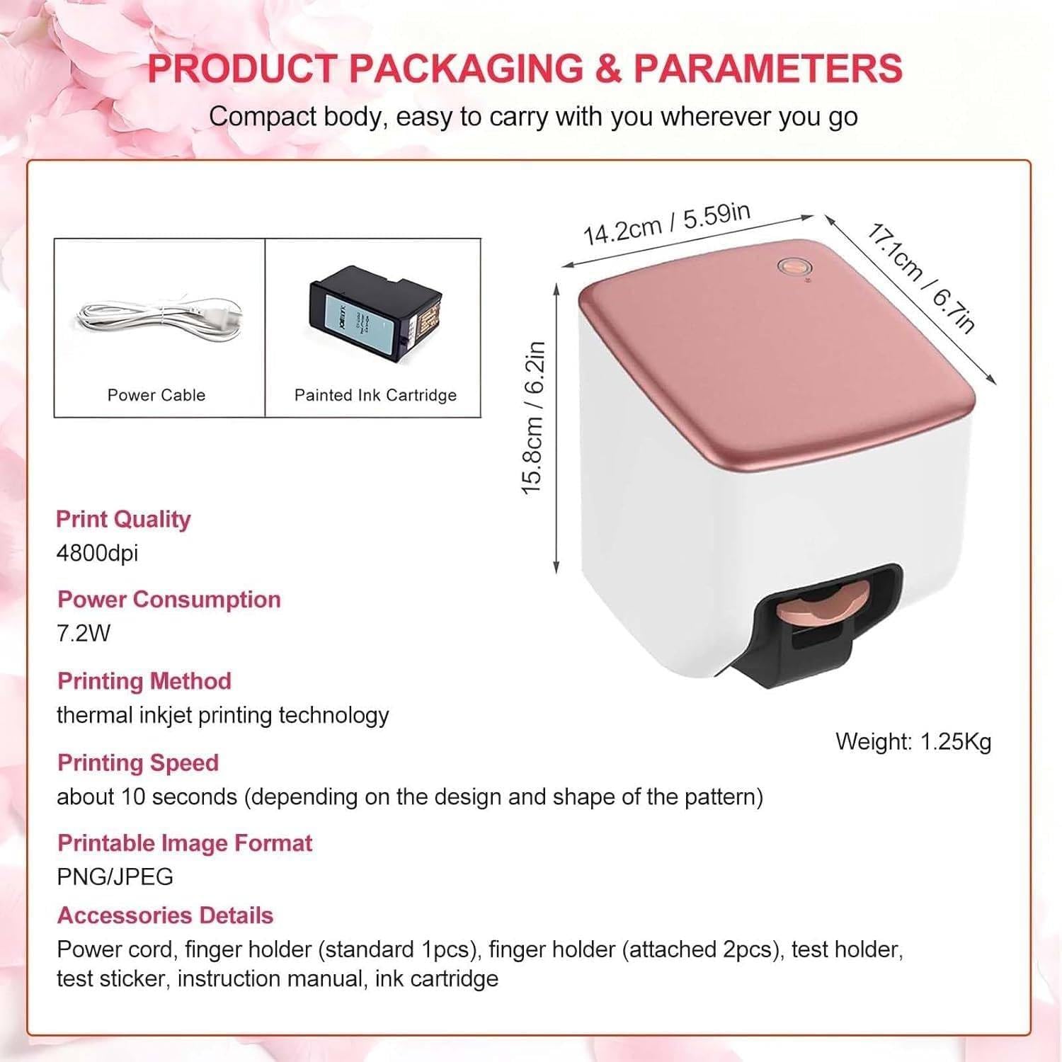 Drukarka 3D do zdobienia paznokci, cyfrowa drukarka 3D do paznokci, automatyczna maszyna do manicure o rozdzielczości 4800 DPI do fotorealistycznych, spersonalizowanych zdobień manicure