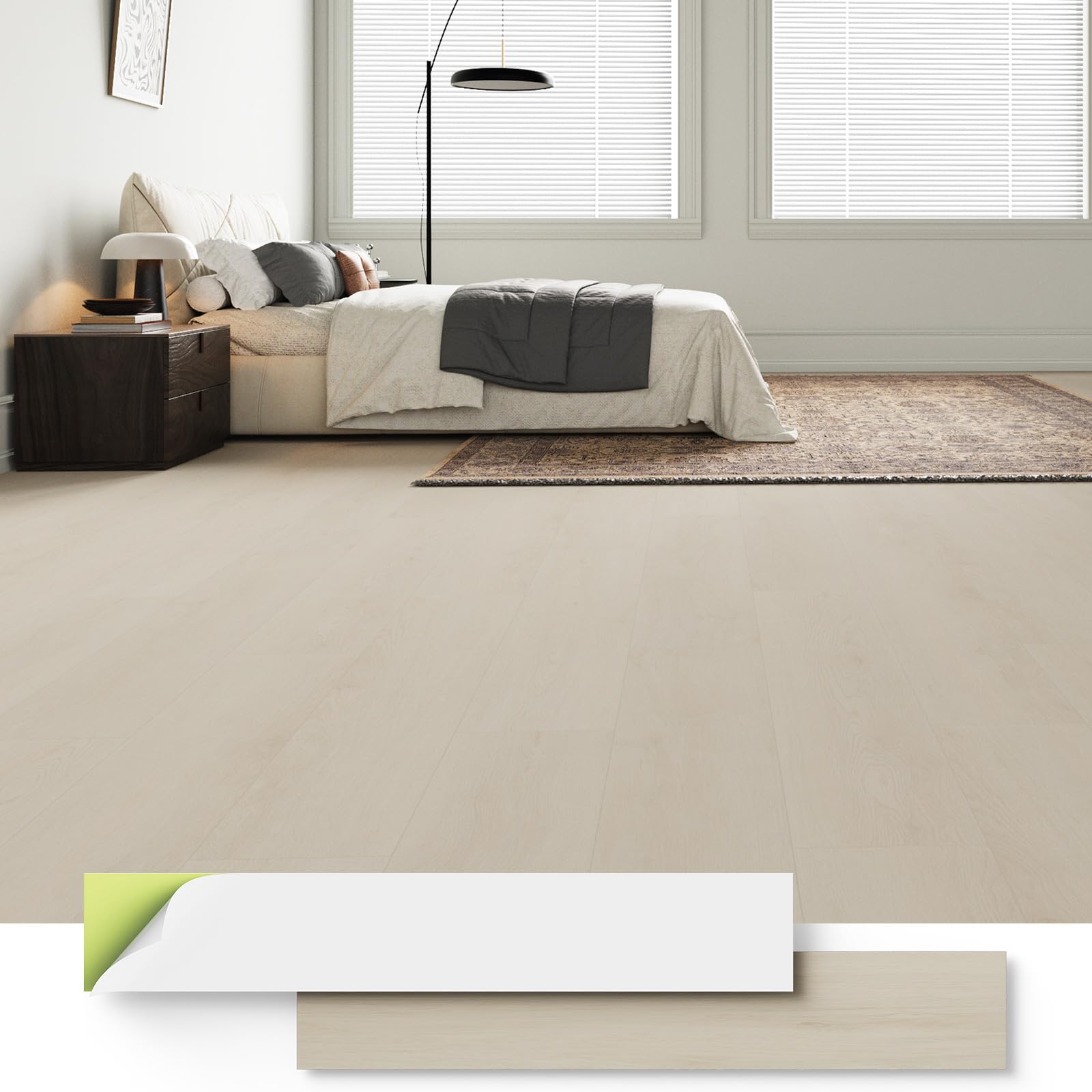 ATOPOSE Flooring Self Adhesive, Newly Upgraded, DIY Installation 3.0mm 28 Planks Light Beige with 1.0mm Underlayment, 0.2mm Wear Layer, Waterproof & Easy to Cut for Bedroom Kitchen Bathroom 3.9 m²