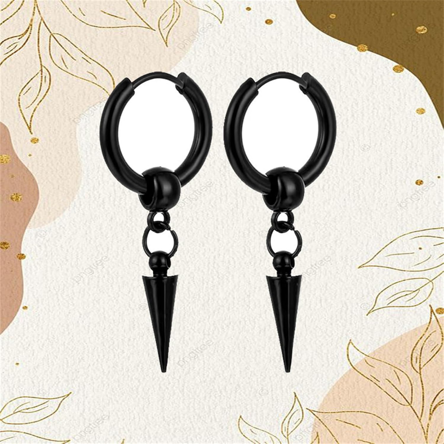 MALOYANVE Titanium Steel Cross Hoop Earrings Punk Cool Minimalist Cross Dangling Hanging Dangle Drop Huggie Hinged Hoop Cross Earrings for Men Women Gothic Jewelry (Black Spike) - Image 5