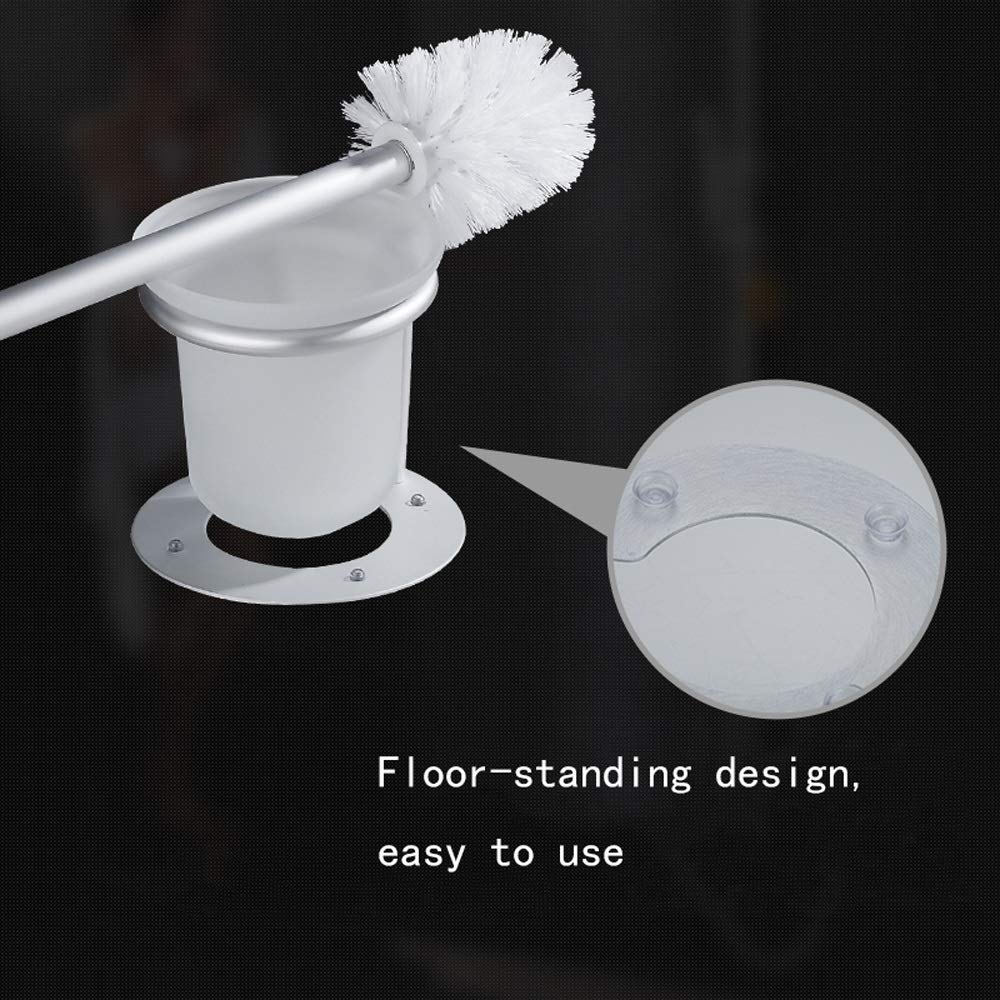 Nff Cepillo Y Soporte para Inodoros, Espacio De Pie Baño De Aluminio Tenedor De Cepillo De Baño 360 ° Fácil De Limpiar Cerdas Suaves Cepillo De Inodoro (Size : Floor-Standing)