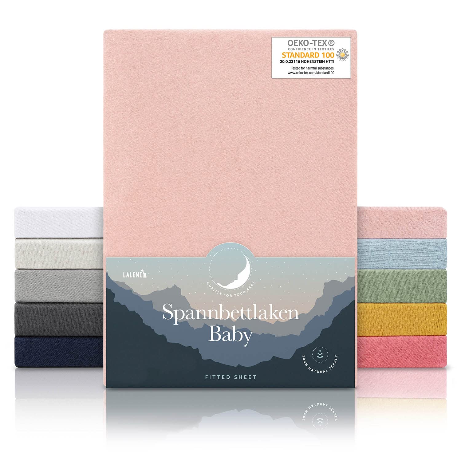 Laleni Lenzuola Culla Neonato - Lenzuola Lettino - Lenzuola Carrozzina Neonato - Coprimaterasso Culla con Angoli Elastici - Coprimaterasso Lettino 100% Cotone 135gsm - Rosa - 60x120-70x140cm