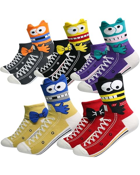 KONY Women's Cute Animal Designed Funny Novelty Crew Socks, Cat Dog Panda Patterns, Gift Ideas Size 6-9