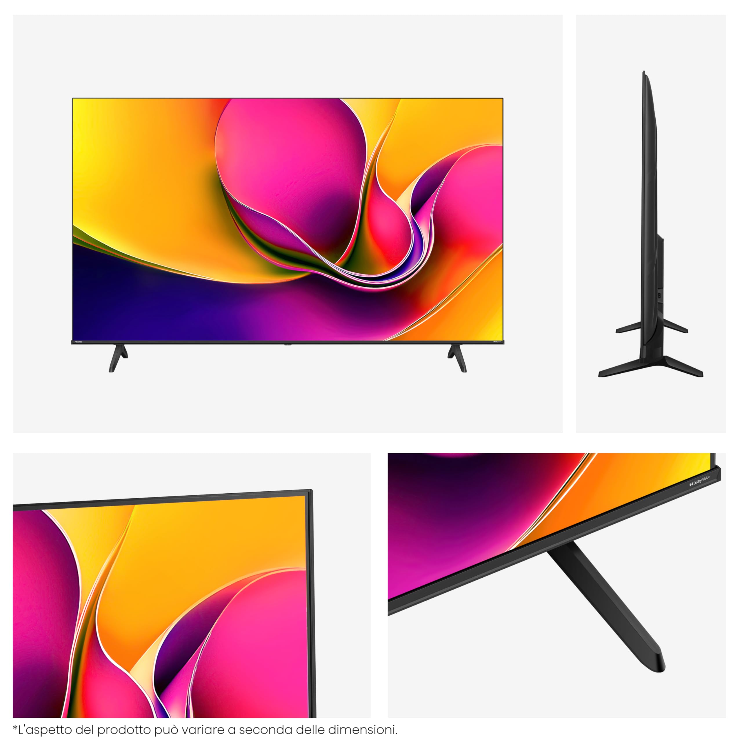 Hisense Smart TV 43" 4K Ultra HD 2025 43A6Q, Smart TV VIDAA U8, Dolby Vision, HDR 10, Game Mode Plus, Alexa Built-in, VIDAA Voice, Tuner DVB-T2/S2 HEVC 10, lativù 4K, 43'', 2025 LED