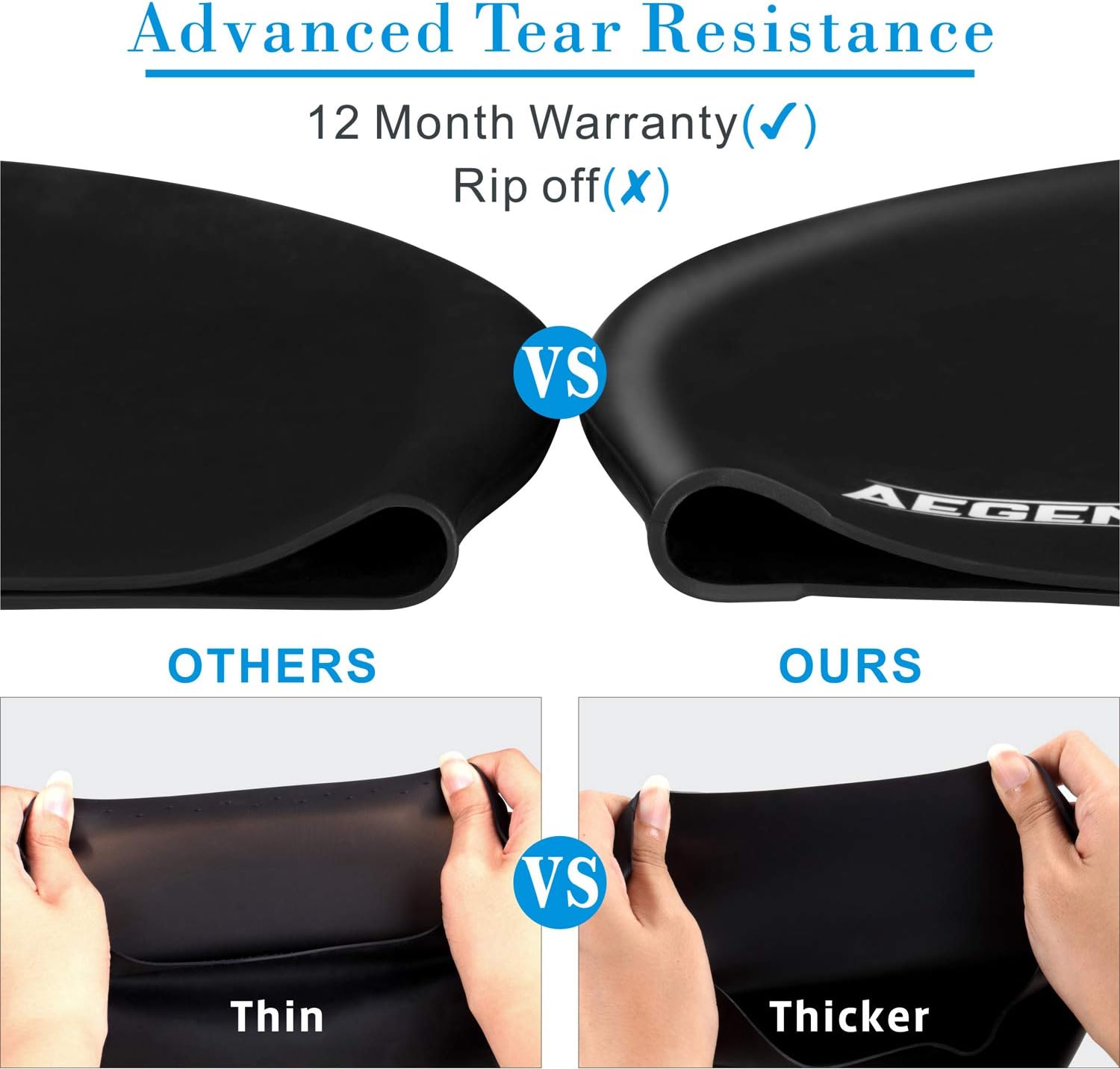 Aegend Swim Caps for Long Hair (2 Pack), Durable Silicone Swimming Caps for Women Men Adults Youths Kids, Easy to Put On and Off, 4 Colors