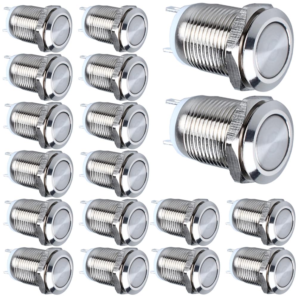 GUUZI 12V-24V / 15A Vergrendelende Drukknop NO Waterdichte Rode LED-Lamp Verlicht 19 mm Metalen Startknop met Stopcontact
