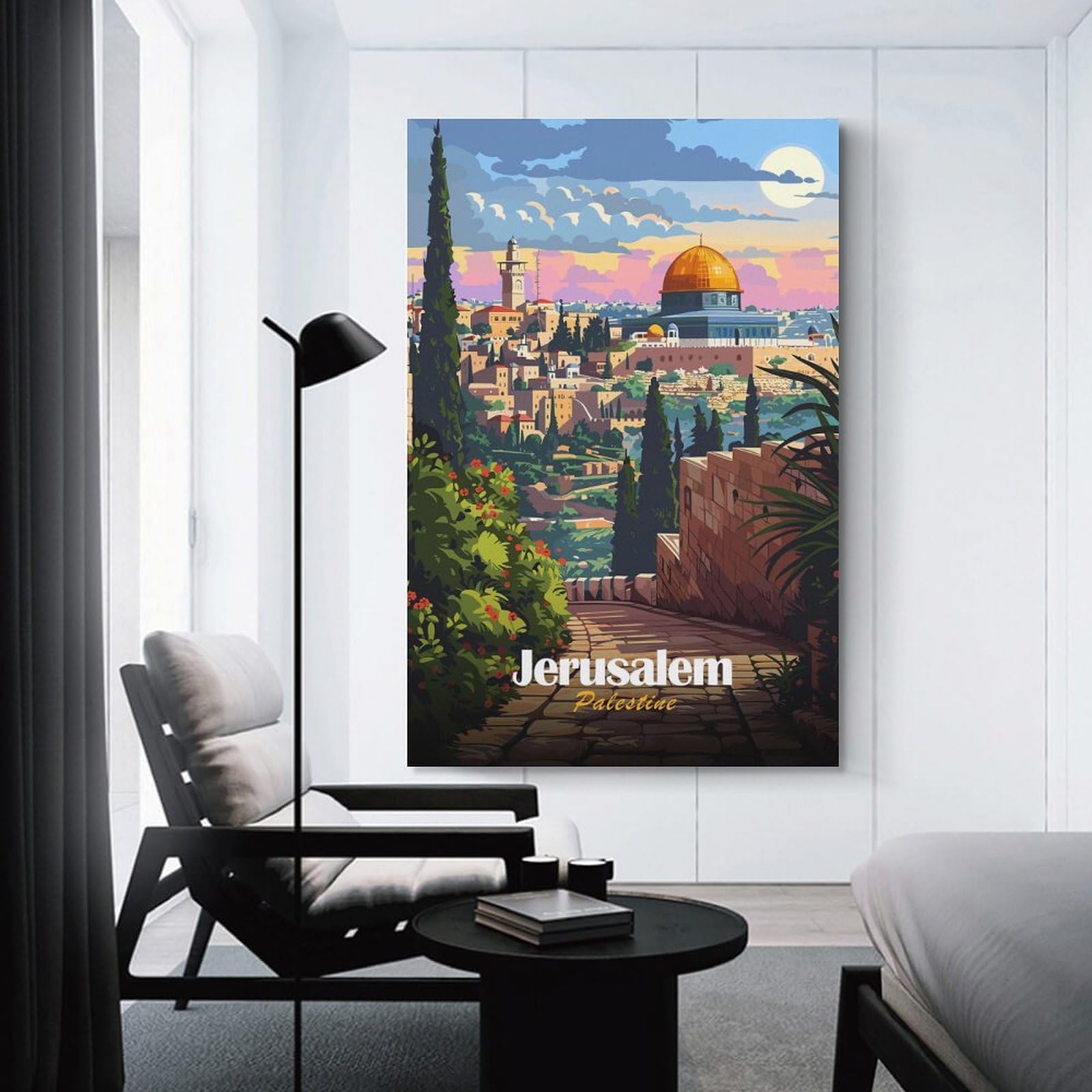 Junmoney Jerusalem, Palestine Travel Hanging Wall Art 24x36inch(60x90cm), for Small Homes, Bedrooms Or Open Spaces, Decorative Canvas Decor for Home Updates