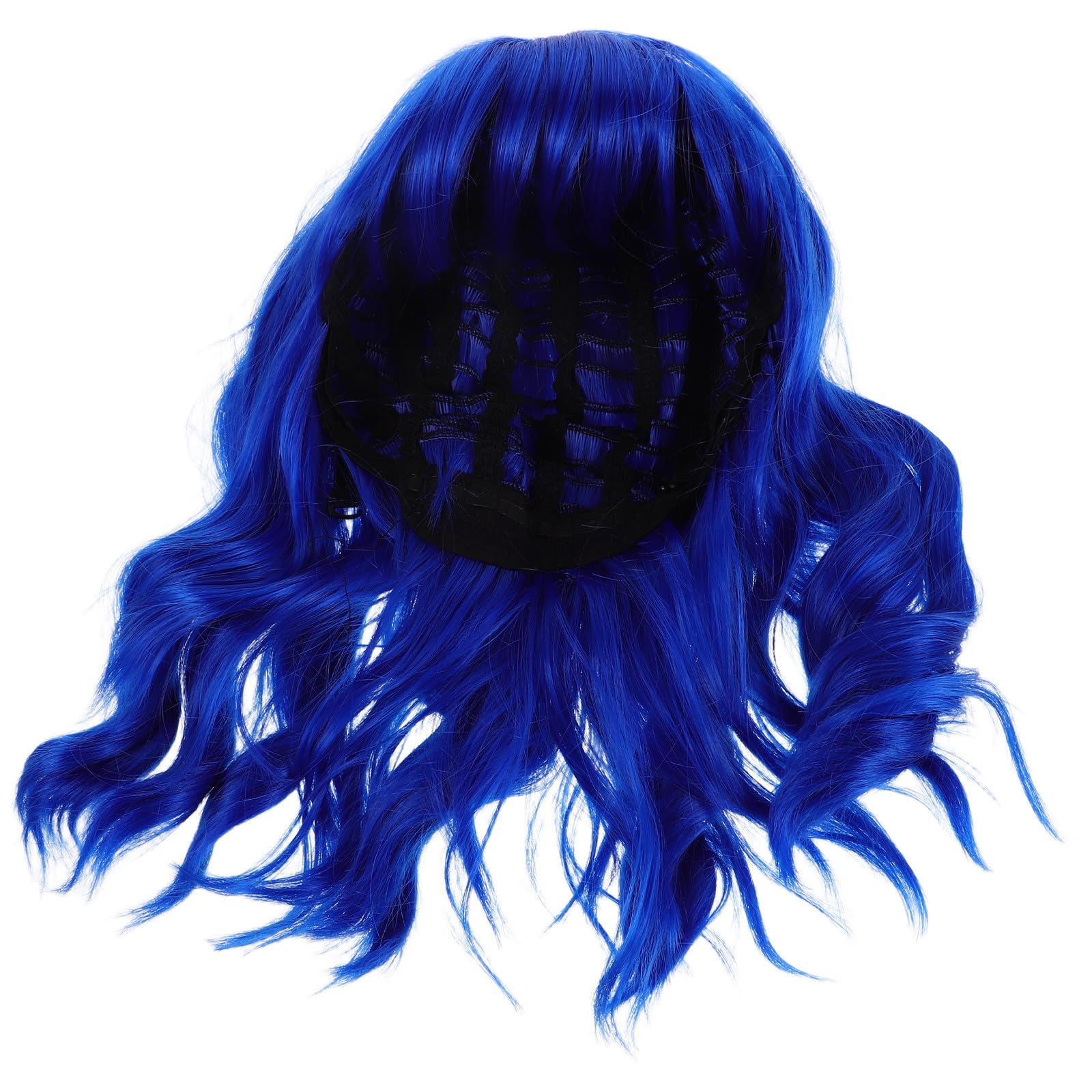 Healeved 3 Stück Realistische Cosplay Perücke Damen Kurze Bob Perücke mit Wasserwellenmuster Schulterlang Lockig Synthetisches Haarteil für Festival und Kostümparty Blau