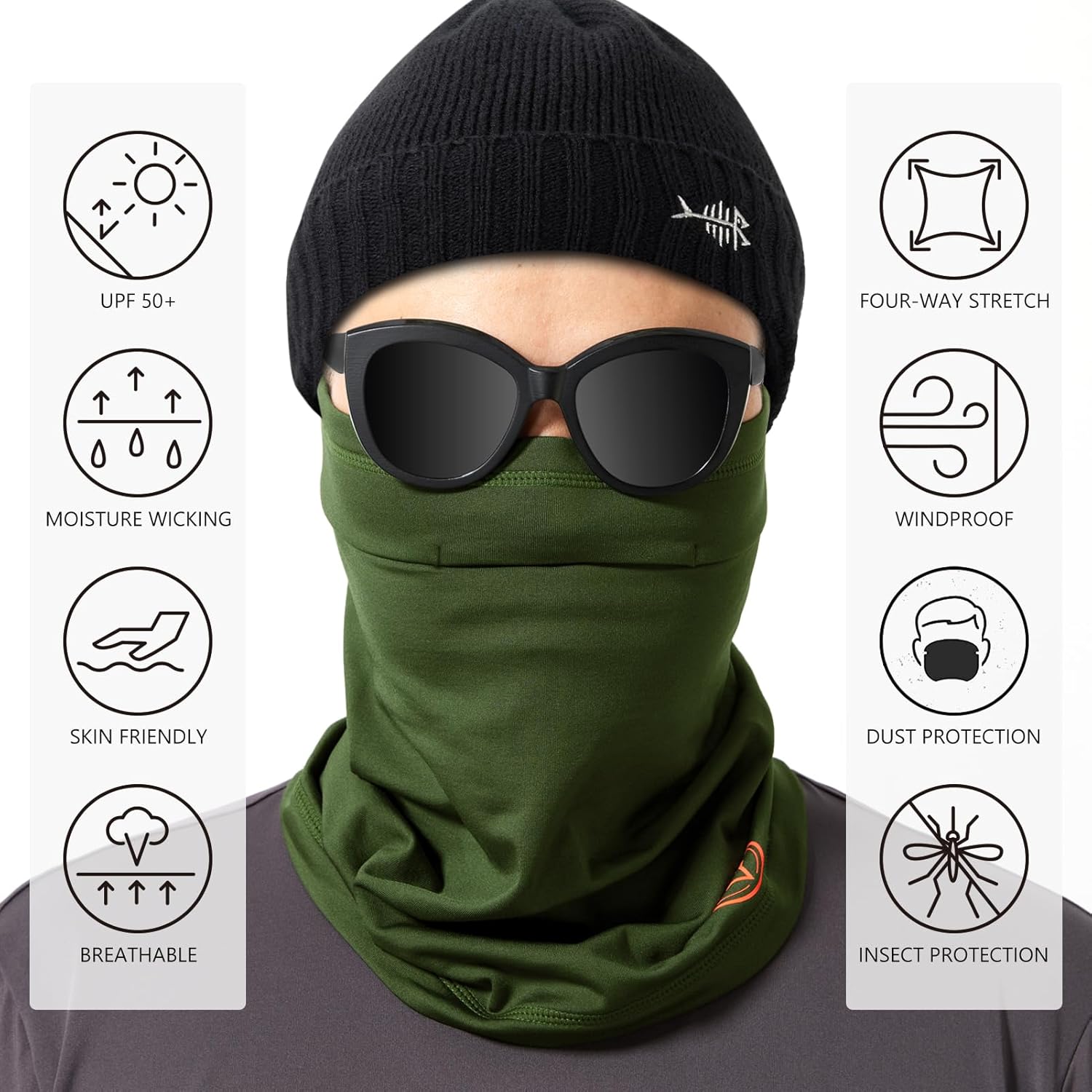 BASSDASH Fleece Neck Gaiter with Nose Hole Winter Face Mask for Men Women Windproof Scarf for Fishing Hunting Skiing - Image 4