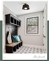 Vista 4 de Lámpara de techo, lámpara de techo para pasillo con placa dorada y pantalla negra mate, lámpara de porche de estilo moderno y simple, montaje