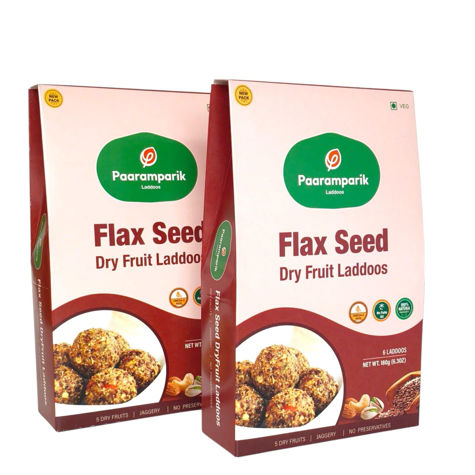 Paaramparik Flax Seeds Laddu| Dry Fruits Laddoo| Healthy Snacks| Jaggery, 360 gm(180 gm x Pack of 2)