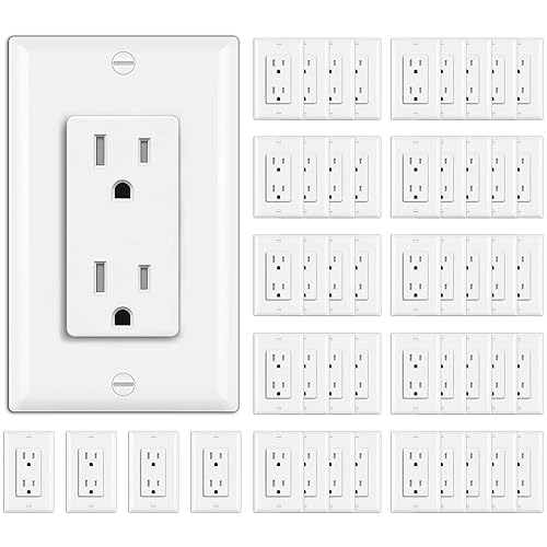 BESTTEN - Toma de corriente decorativa de 15 amperios, resistente a manipulaciones, uso residencial y comercial, placa de pared incluida,