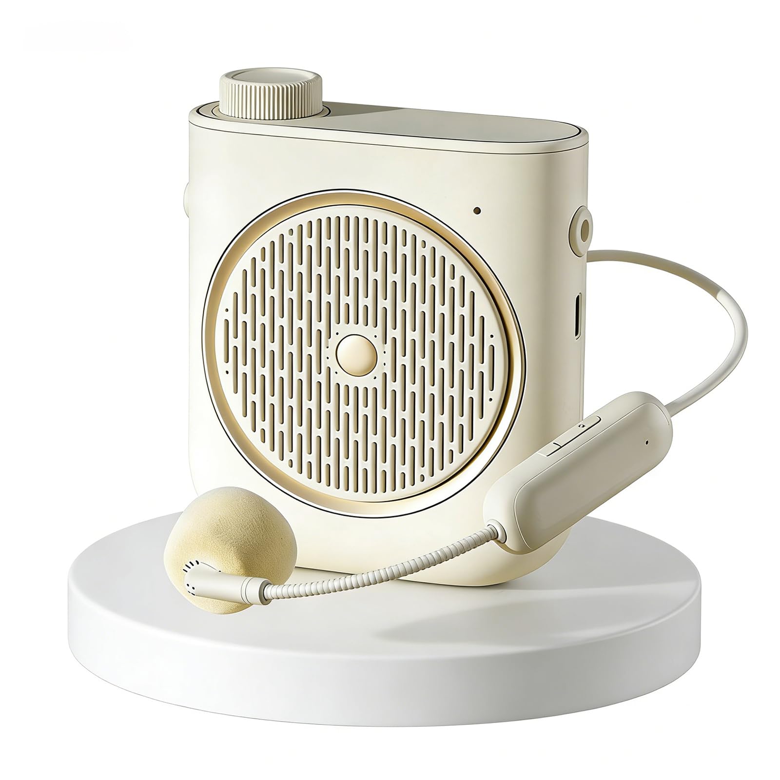 Voice Amplifier with Wireless Headset Microphone, Voice Amplifier Wireless Microphone for Teachers, Mini PA System Speaker, Portable Voice Amplifier for Classroom, Speech,Tour Guide (Cream)