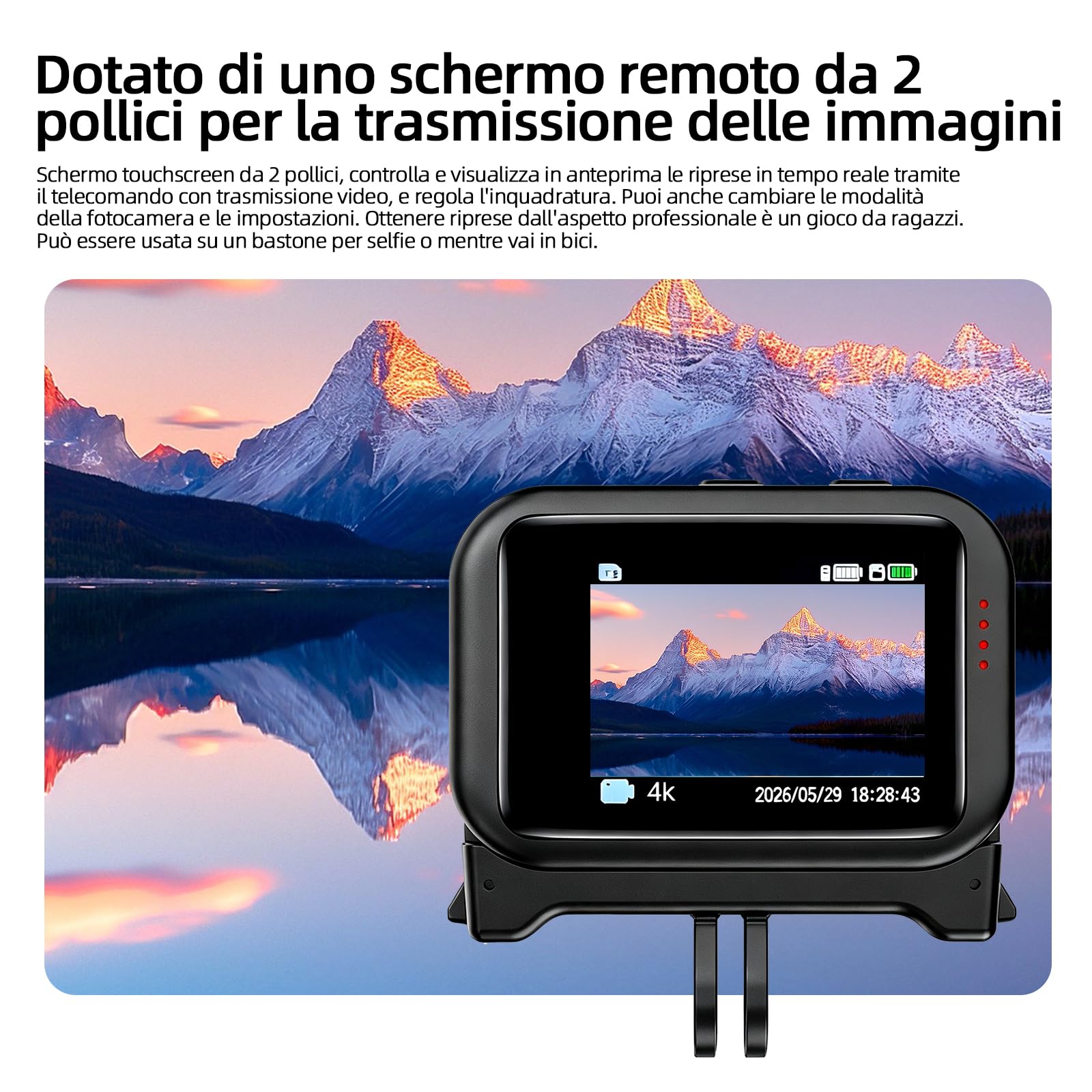Fotocamera portatile di vlogging 1080p, fotocamera d'azione POV a 360 °, Cam sportiva impermeabile con stabilizzazione dell'immagine per vlogging ciclismo Sport di viaggio