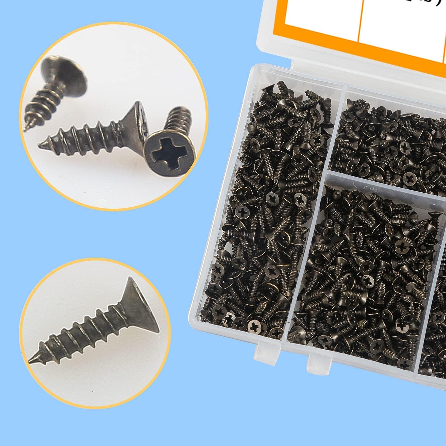 Set di viti autofilettanti in miniatura multiuso fai-da-te, 1200 pezzi （nero）
