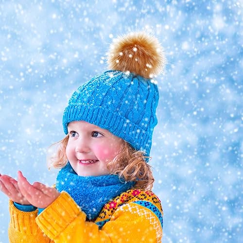 Miniatura 3 de Bemo 14 piezas de pelo de zorro sintético pompón pelota sombrero de pelo sintético pompón con botón de presión extraíble para tejer sombrero