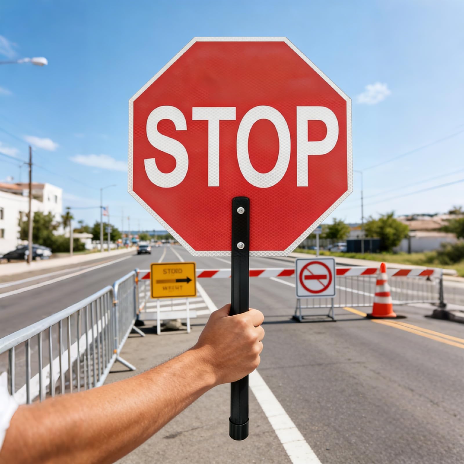 2 Pack Stop Slow Sign with Wood Handle, 13 *13" Double-Sided Hand Held Sign — Amazon image 5