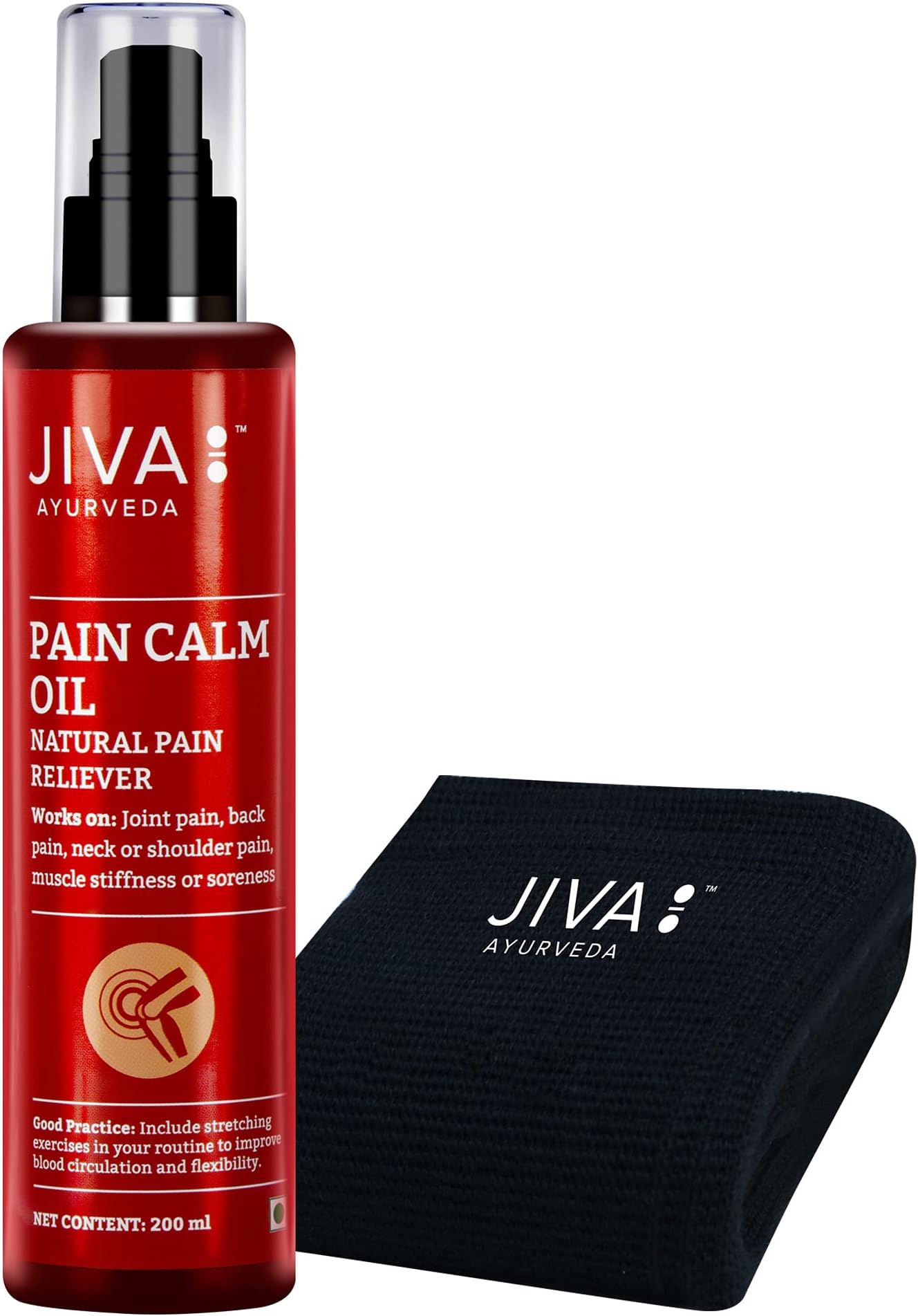 Jiva Pain Calm Oil (200 ML) (Pain Calm Oil & Knee Cap), Red