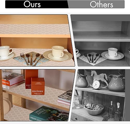 Miniatura 7 de Cooyes Revestimiento de estantes  Revestimientos antideslizantes para armarios de cocina  Papel impermeable con patrón moderno  Revestimientos