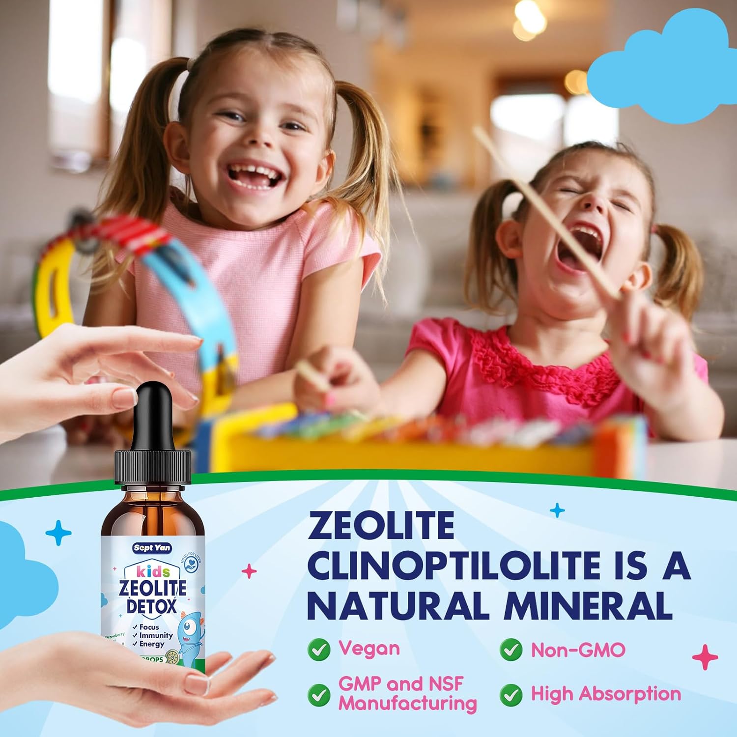 Zeolite Detox for Kids Zeolite Liquid Drops with L-Glutamine, Vitamin C, Zinc, Milk Thistle and Chlorella Extract for Detox & Cleanse, Immune, Energy, Cellular Health, Strawberry Flavor 2 Fl Oz - Image 8