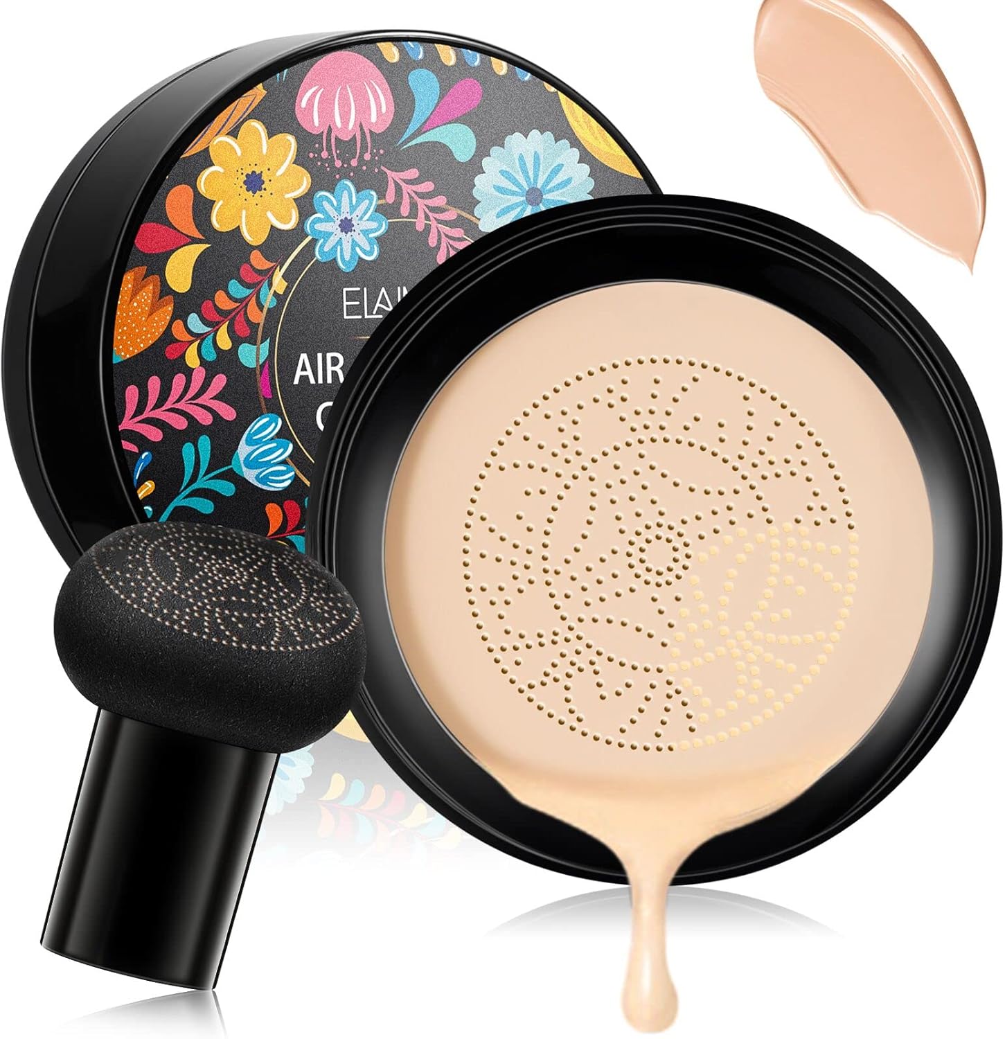 Foundation CC crème met paddenstoel luchtkop kussen BB Cream Mushroom Head Air Cushion CC crème voor onberispelijke make-up, ook huidskleur (natuurlijk)