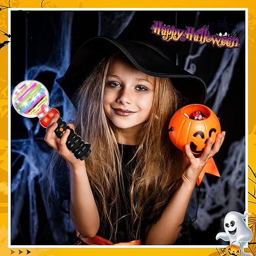 Miniatura 4 de Hiboom 4 piezas de calabaza de Halloween con luz LED de calabaza con sonido iluminado LED varita de fiesta de Halloween, varita LED intermitente