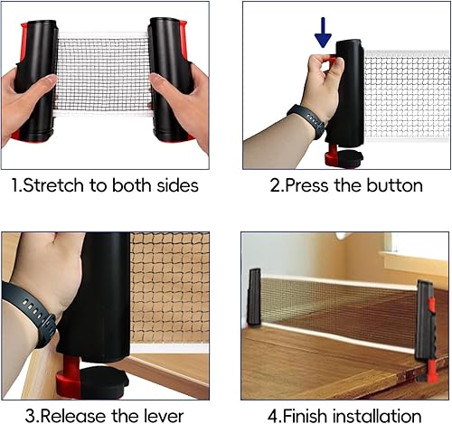 Miniatura 6 de Ping Pong Paddles Set, Portable Table Tennis Paddles Set with Retractable Tennis Net, 2 Rackets, 6 Balls and Carry Bag for IndoorOutdoor Games