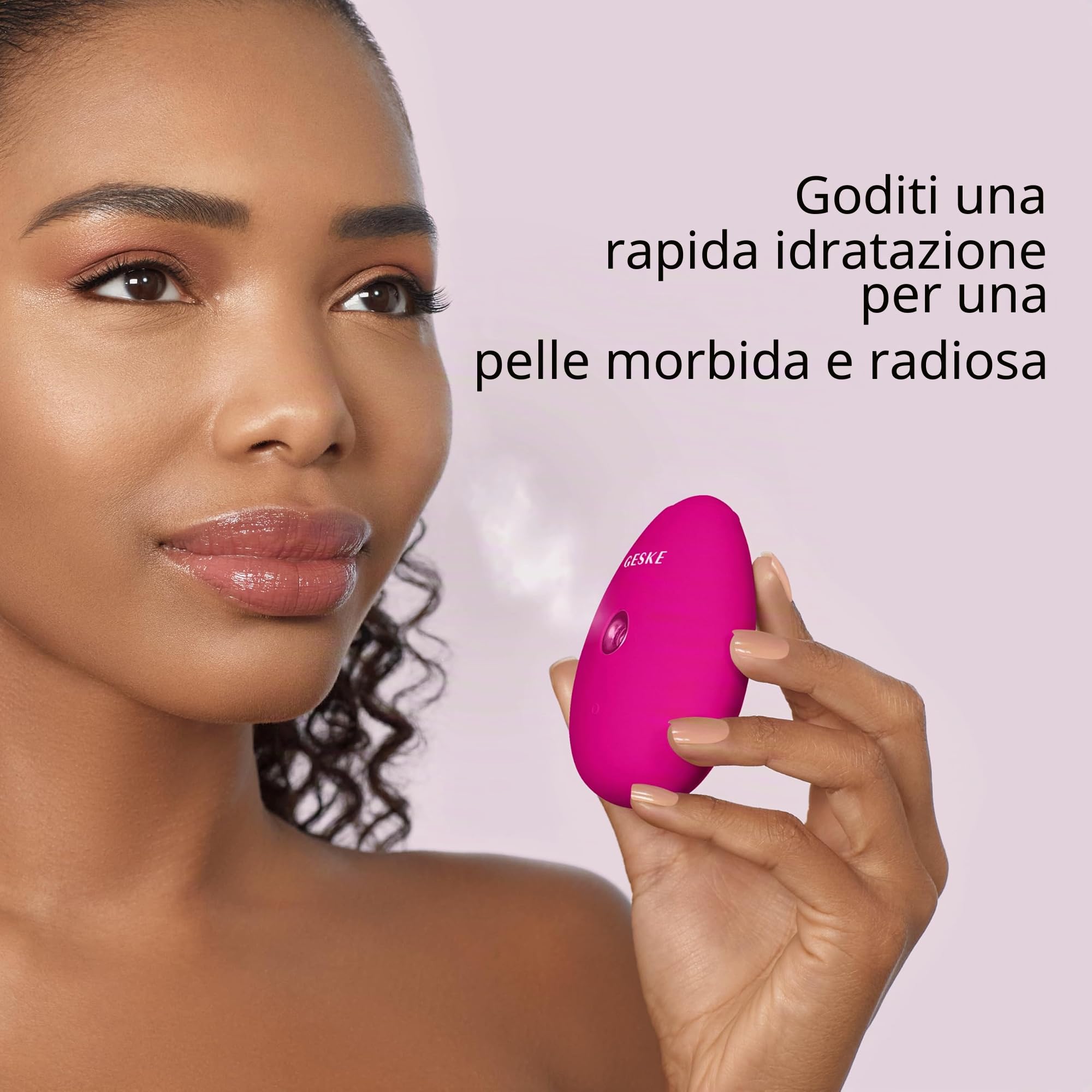 GESKE Facial Hydration Refresher | 4 in 1 Vaporizzatore facciale | SmartAppGuided™ | Brumizzatore | Dispositivo per la pulizia del viso | Nebulizzatore | Bagliore naturale
