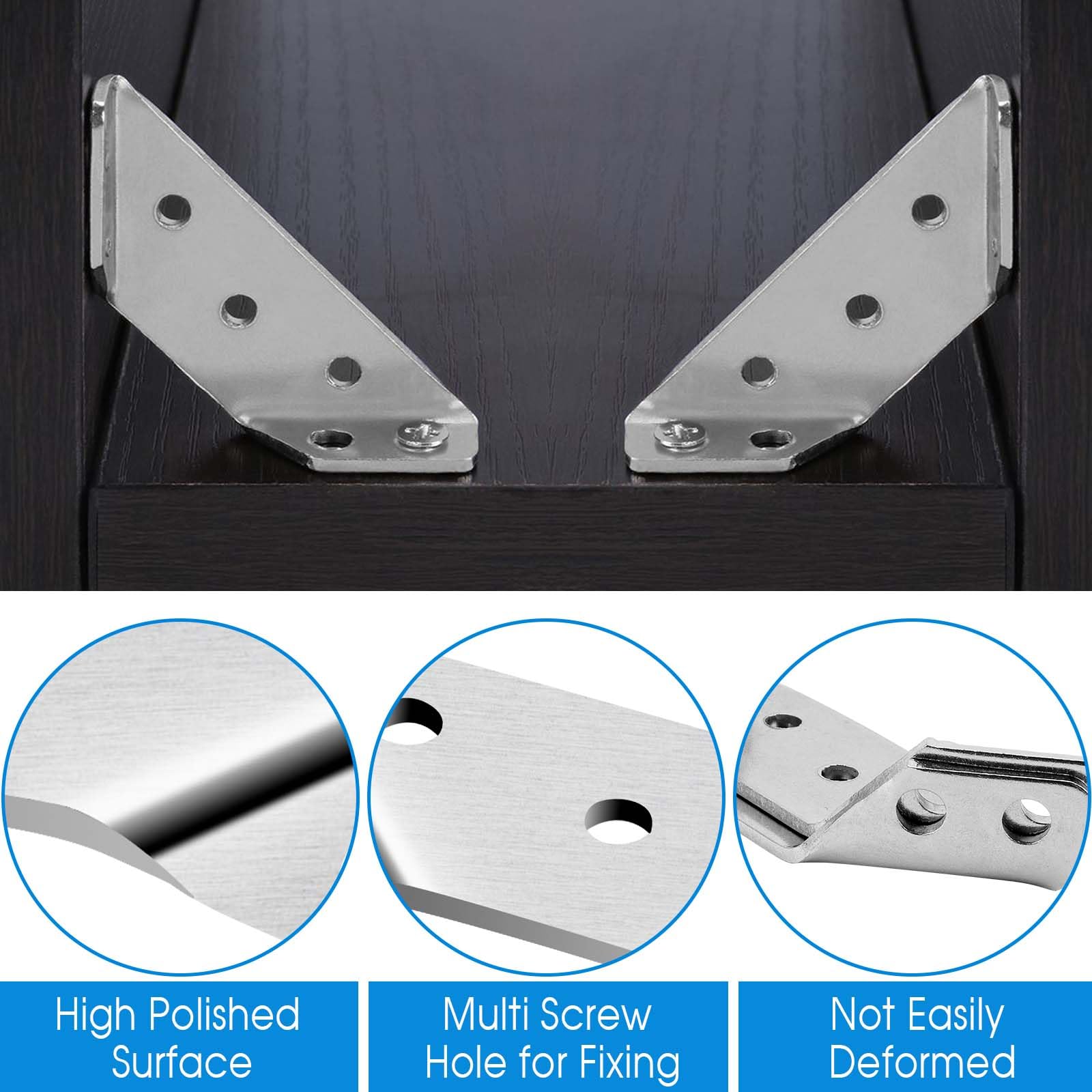 50 Supporti Angolari In Acciaio Inox - Con Viti E Cacciavite, Per Mobili Fai Da Te