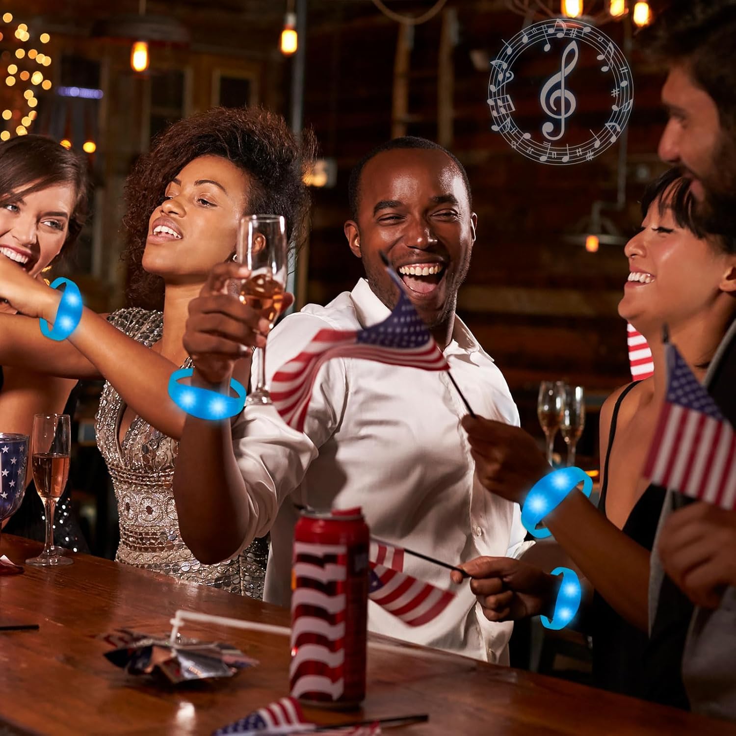 30Pcs Blue LED Bracelets Sound Activate Glow Bracelets With Flashing LED Strobe Music Control,Light Up Bracelets Party Favors for July 4th,Halloween,Christmas,Wedding,Birthday,Concert Camping Events