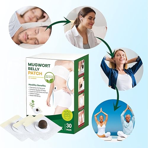 Miniatura 4 de Bubchen - Parche para el vientre, 30 pellets de ajenjo y 30 calcomanías para el ombligo, parche de moxibustión para hombre y mujer