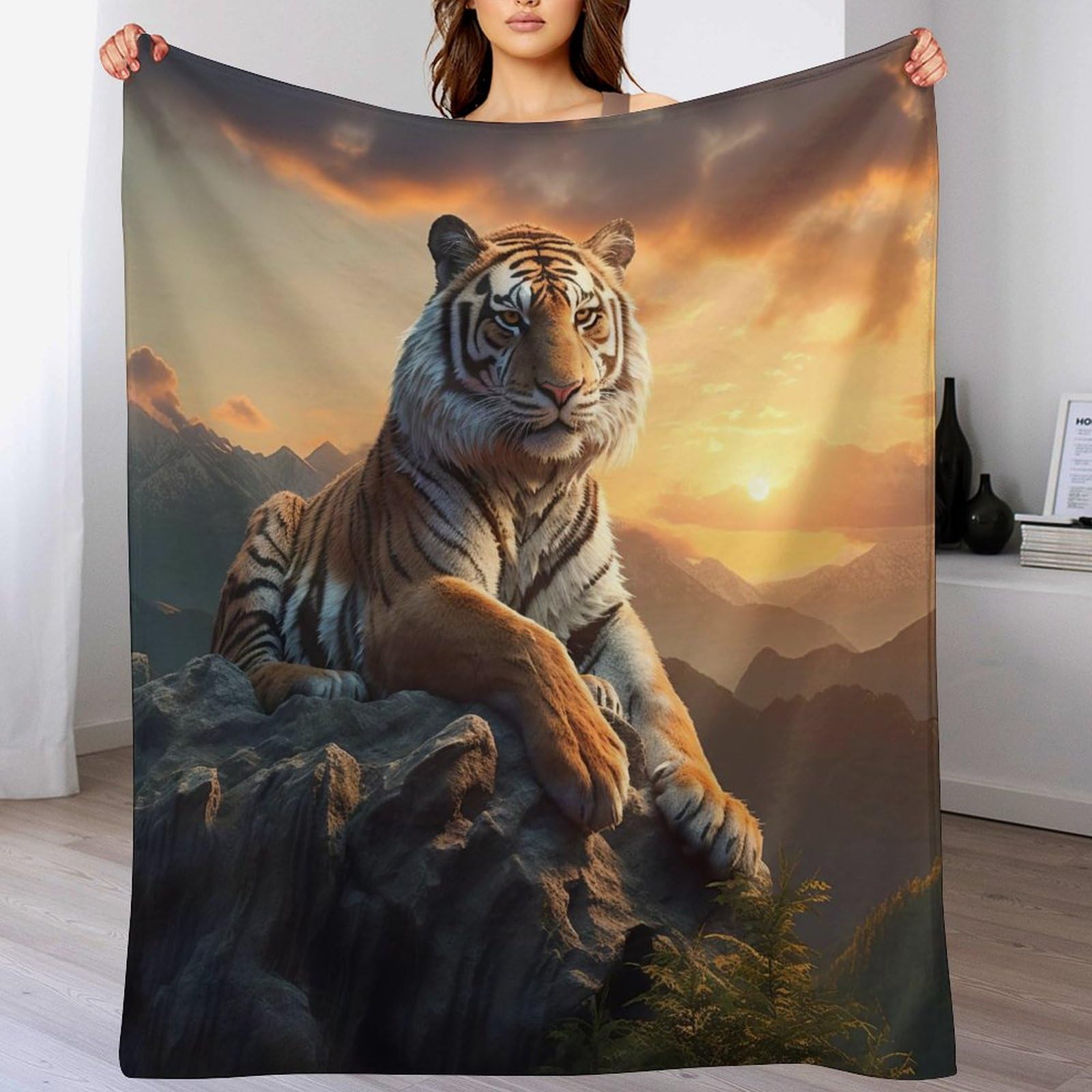 Plaid tigre couverture polaire grand format pour lit sofa et canapé