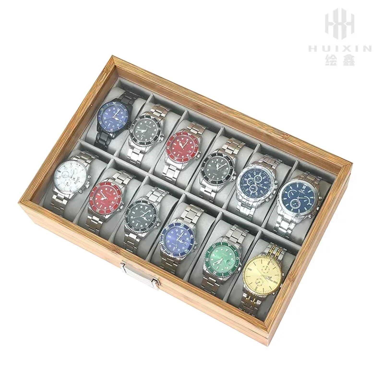 Portaorologi in Legno Massello Scatola porta orologi in legno Spot | Scatola porta orologi in legno, bracciale in bambù e legno(10 slots)