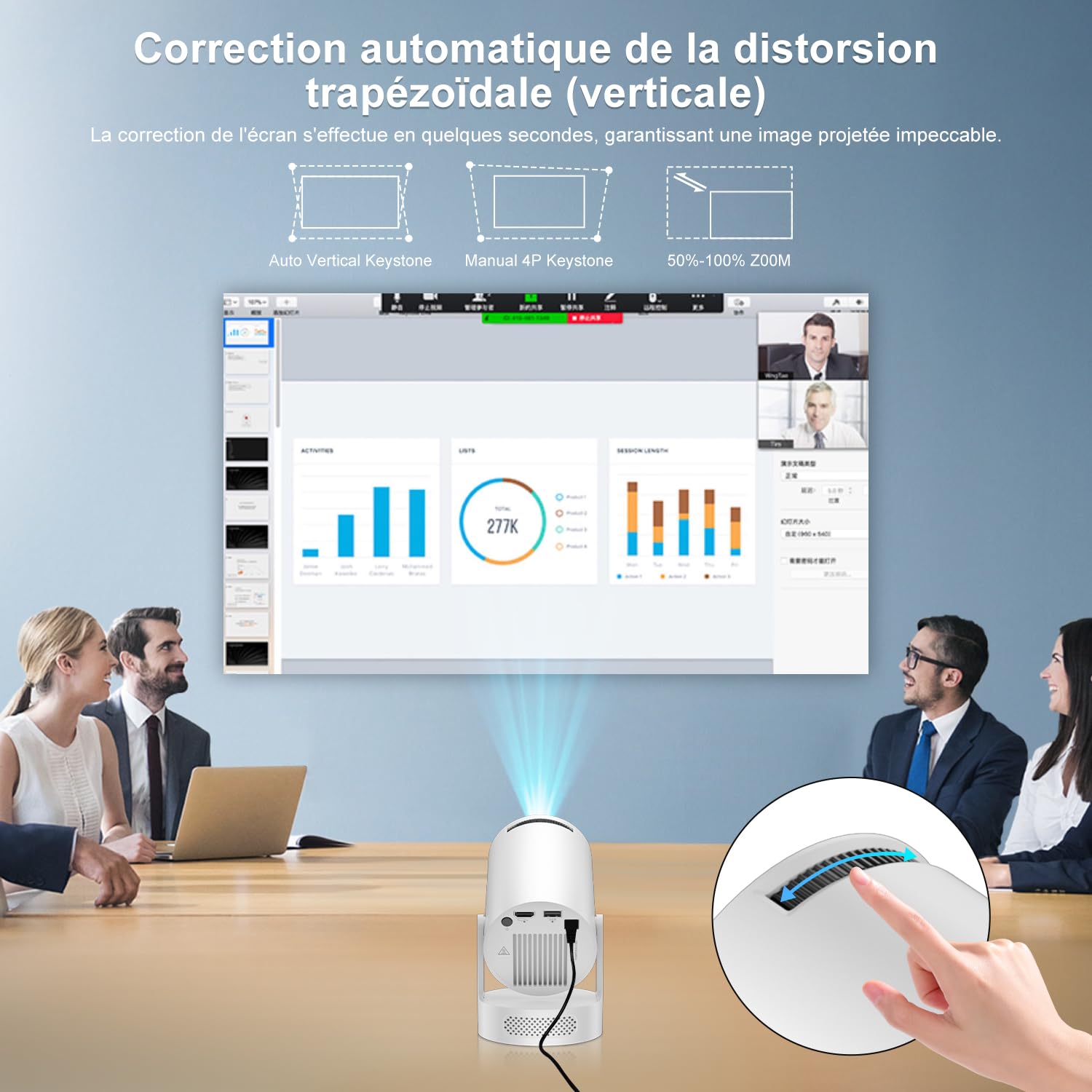 [2026 Upgraded & Apps intégrées] Salange Mini Videoprojecteur compatible 4K 1080P, Pico Projecteur Intelligent Android 14, Portable Video projecteur d'extérieur, haut-parleur 5W WiFi6 et Bluetooth 5.4