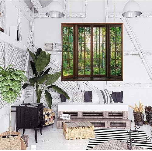 Miniatura 2 de Aidatain Tapiz natural de bosque verde para ventana, tapiz estético de pared para dormitorio, franela de 60 pulgadas de largo x 60 pulgadas de