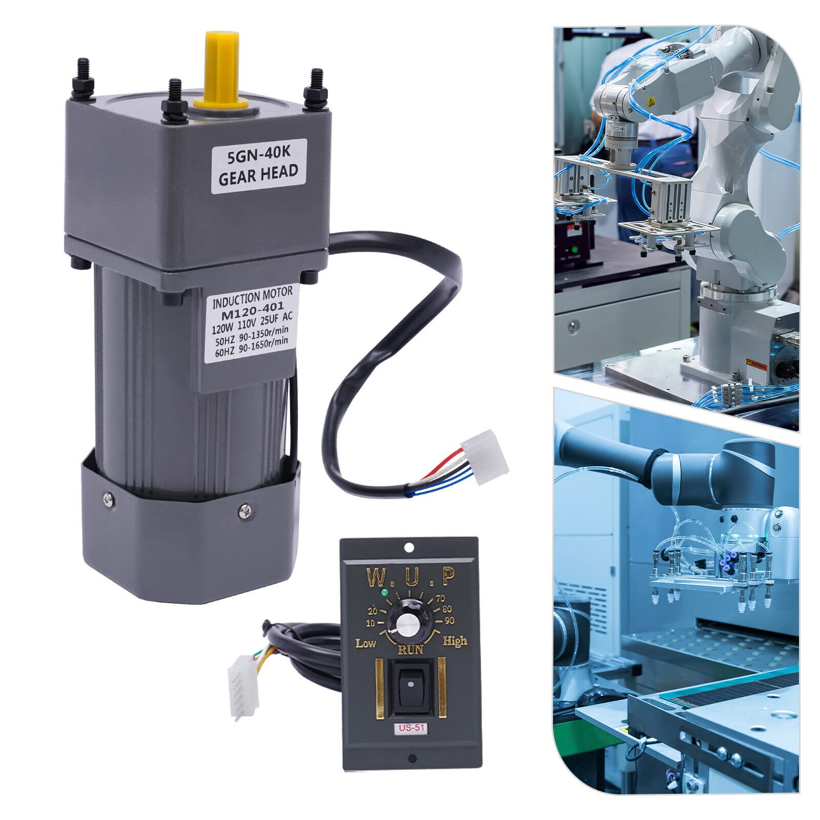 #US M120-401 Low Speed Gearbox High Torque Geared Motor 120W