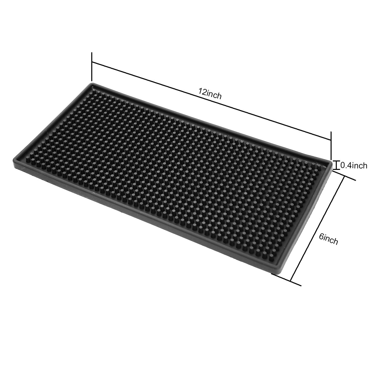 KINJOEK - Juego de 10 posavasos de goma de 15,24 x 30,48 cm, color negro, resistente a fugas y antideslizante, protección de mesa para bar, cocina, restaurante, hotel, bebidas, muebles