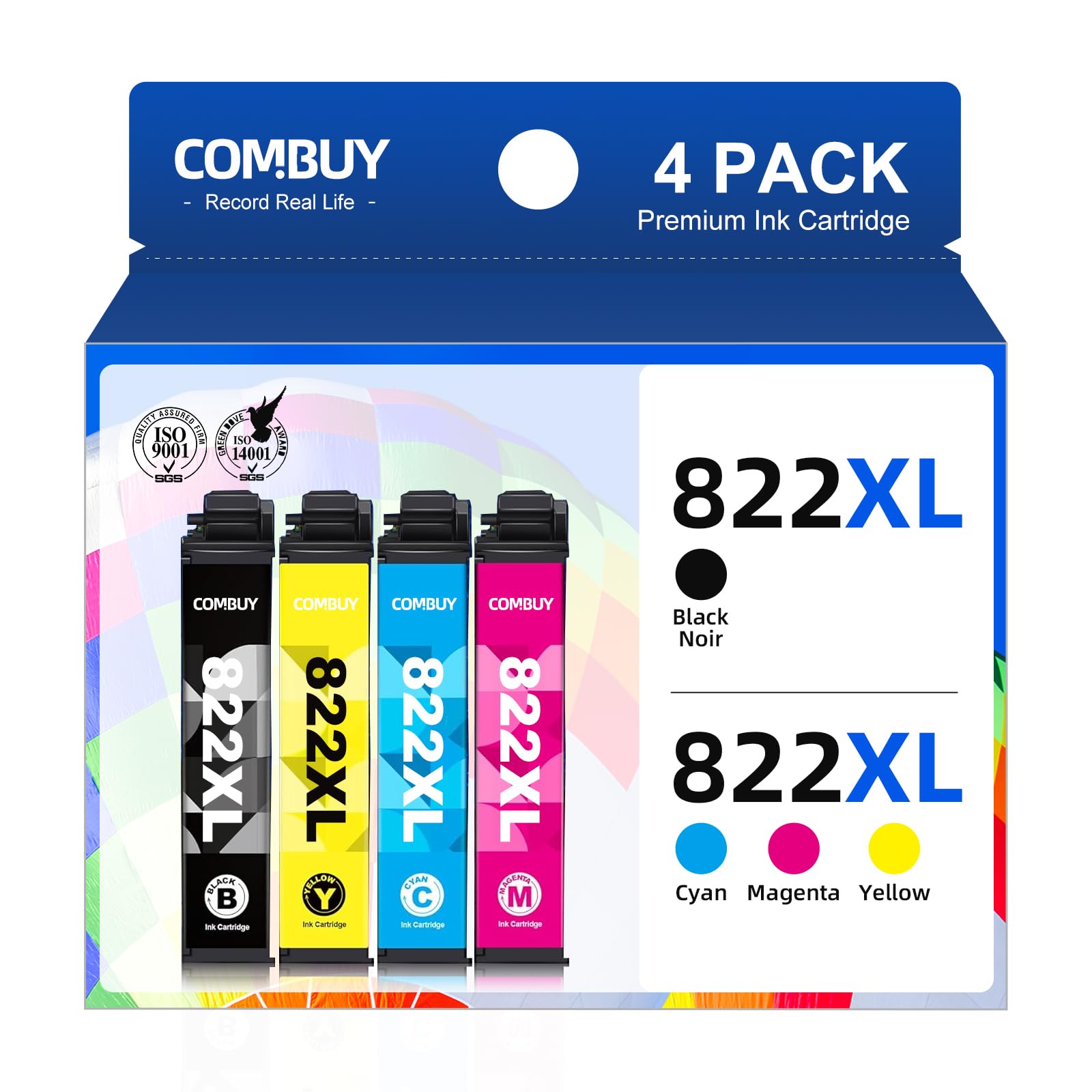 822XL Remanufactured Replacement for Epson 822XL Ink Cartridges Combo Pack T822 822 Ink for Epson Workforce Pro WF-3820 WF-3823 WF-4820 WF-4830 WF-4833 WF-4834 Printer (Black Cyan Magenta Yellow 4PK)
